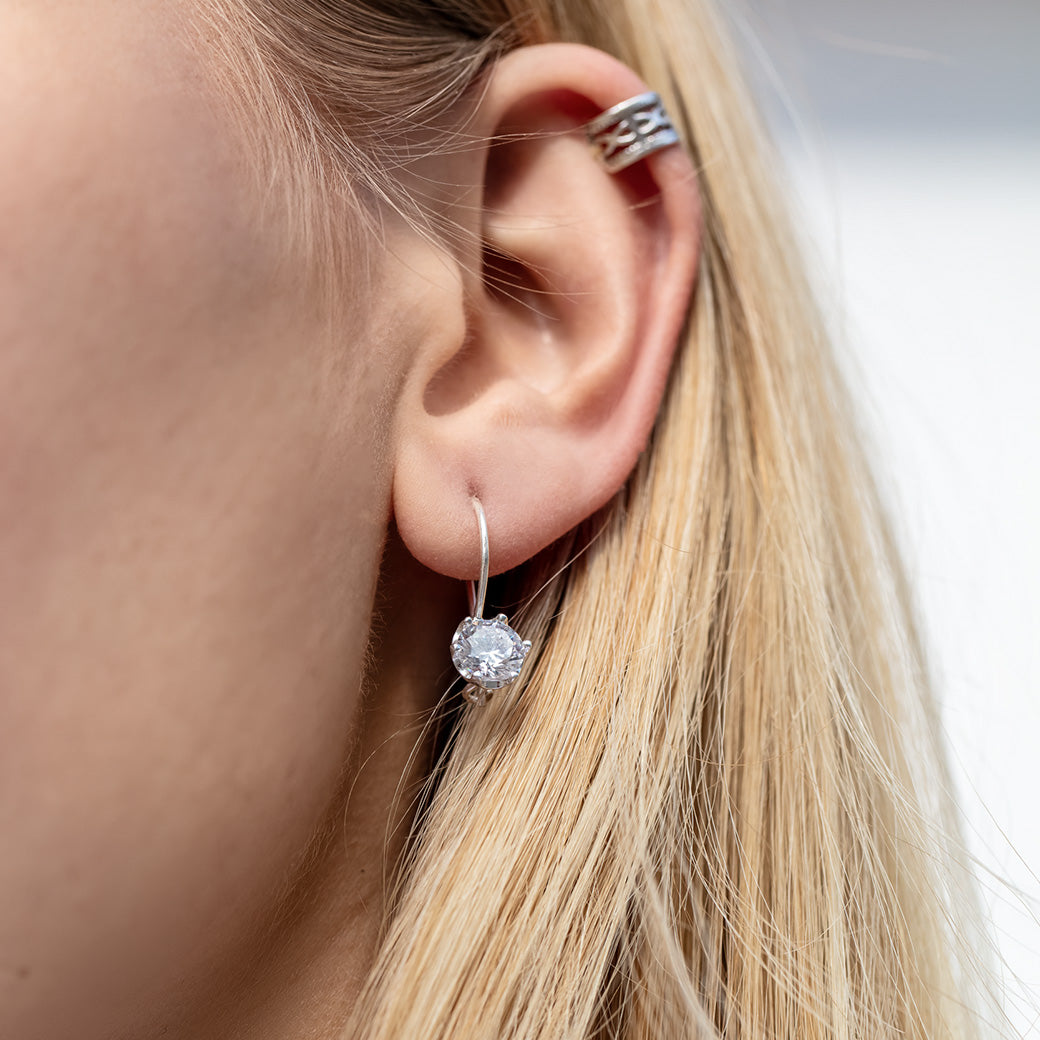 Kolczyki z białą cyrkonią 7mm bigiel