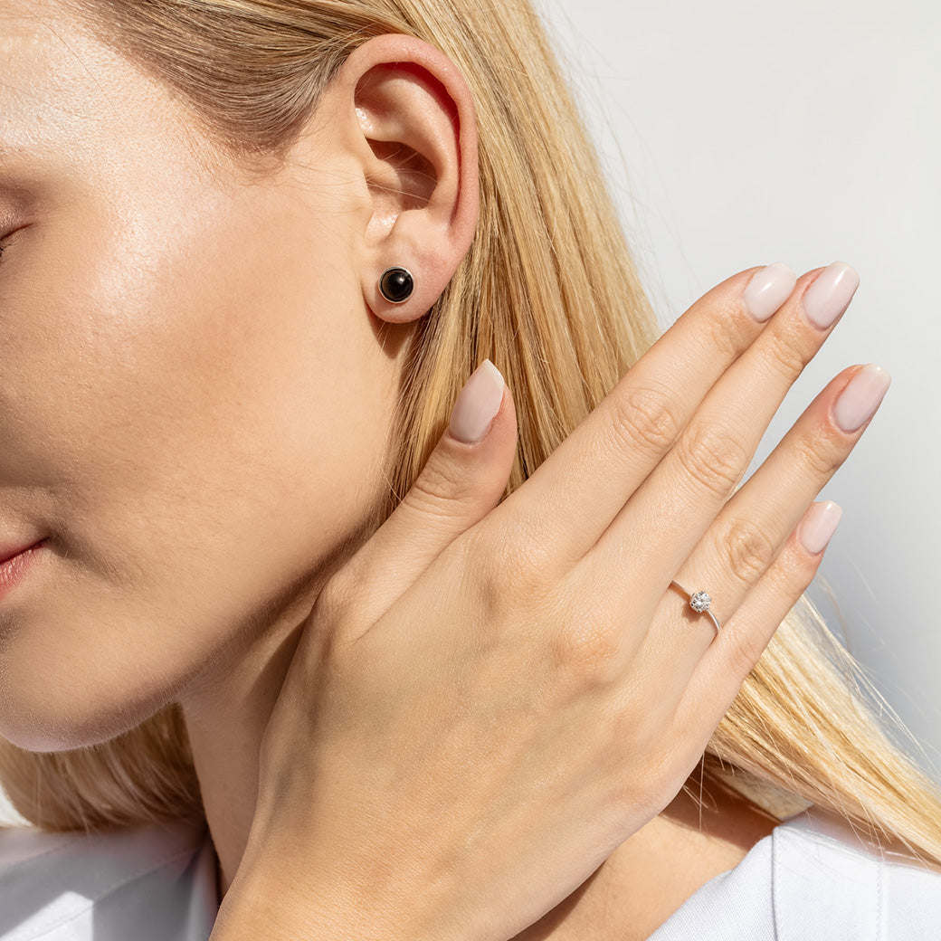 Kolczyki półkulki z onyksem 6mm