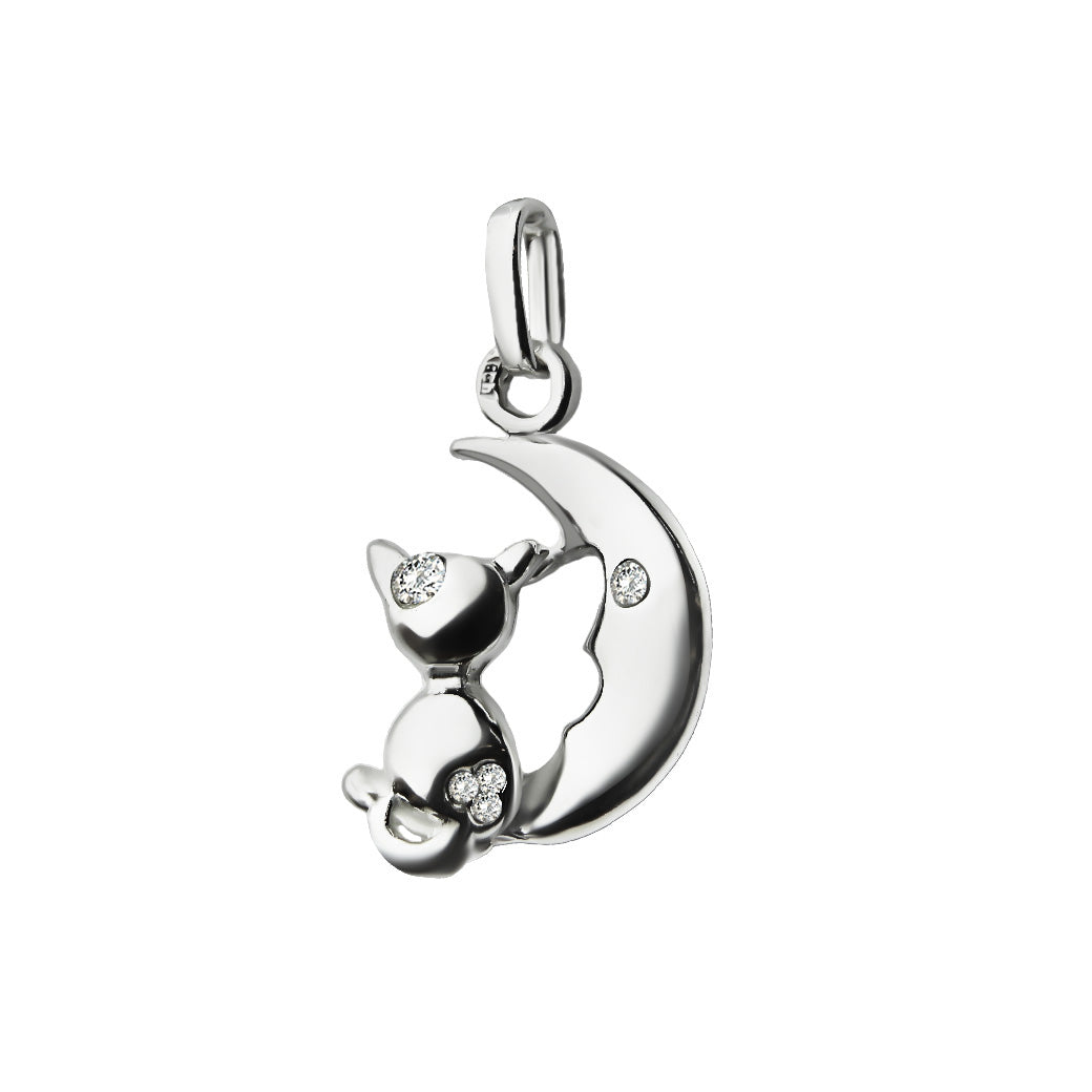 Wisiorek kotek siedzący na księżycu