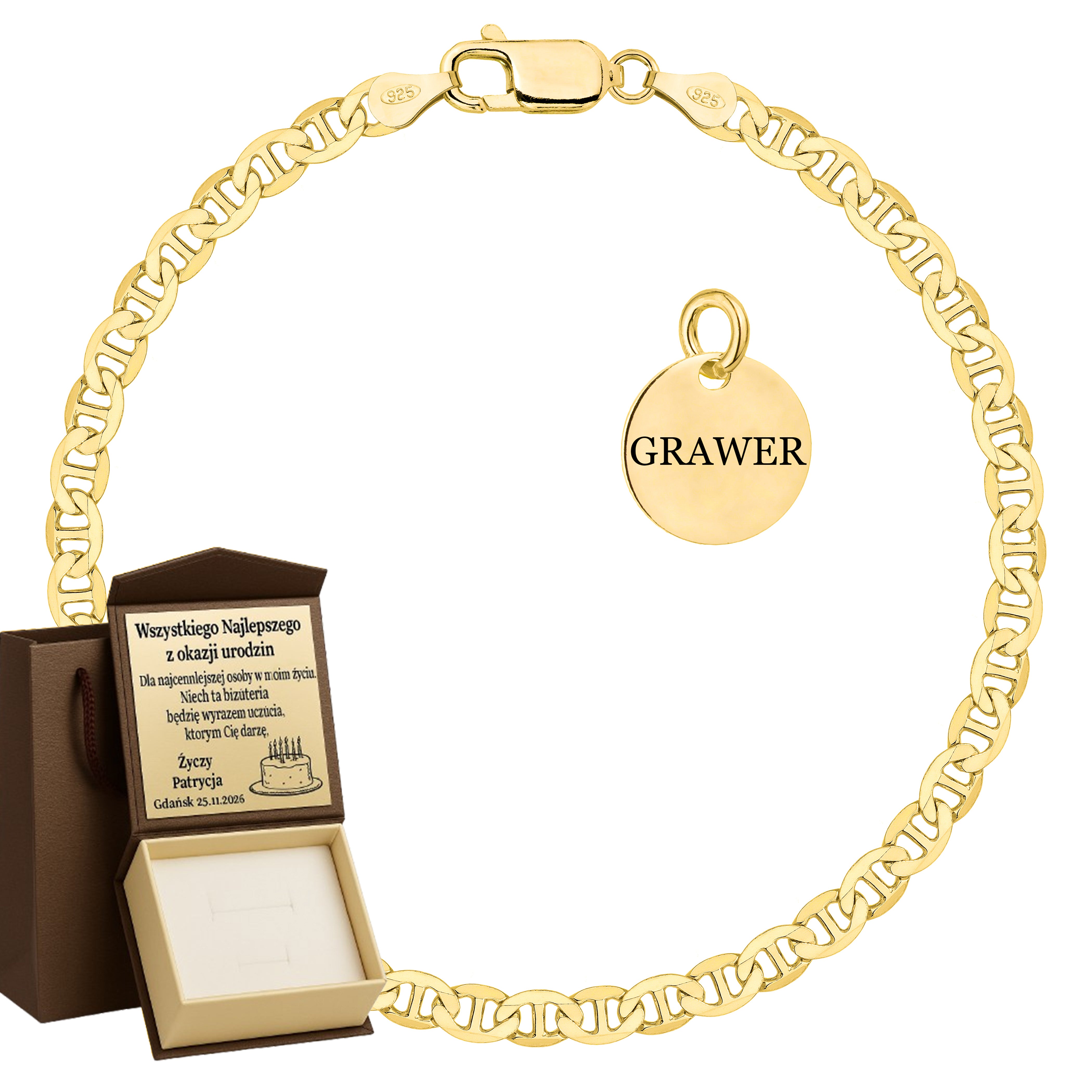 BRANSOLETKA POZŁACANA SREBRNA GUCCI 4,5MM PR. 925 585