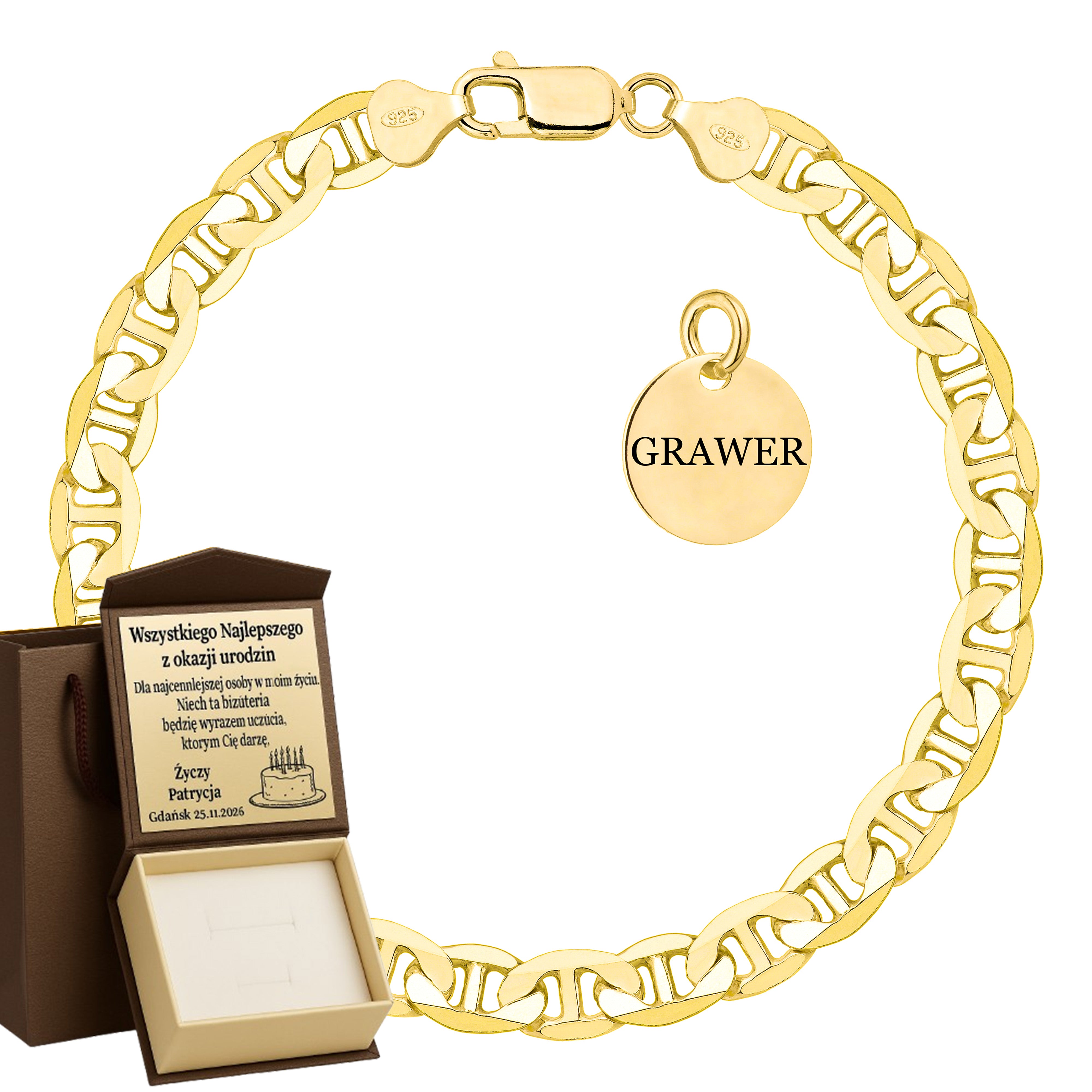 BRANSOLETKA POZŁACANA SREBRNA GUCCI 6,5MM PR. 925 585