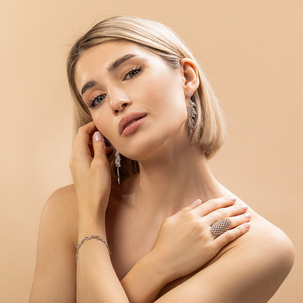 Bransoletka błyszcząca z kwiatami Diamond Frost