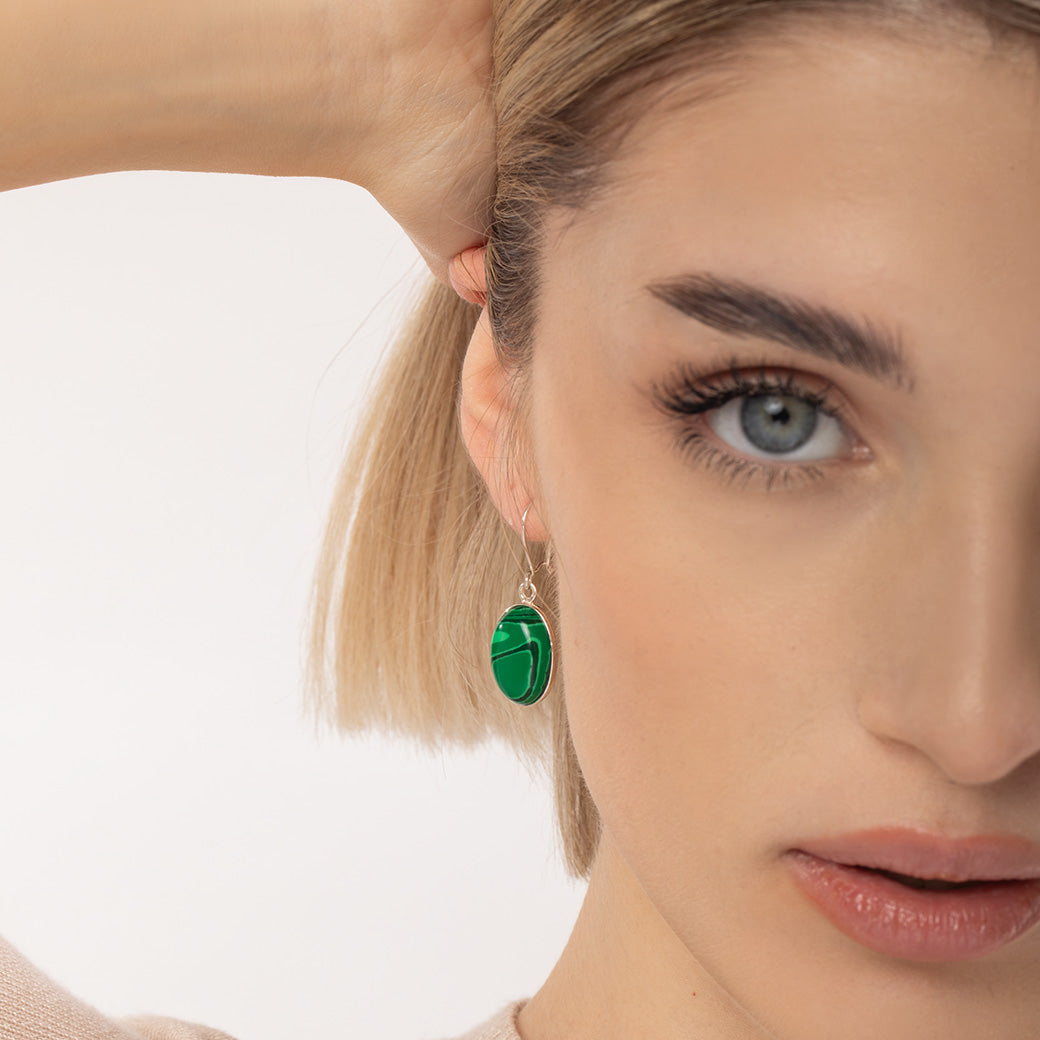 Wiszące kolczyki z turkusem 27x19mm Elegancka Alicja