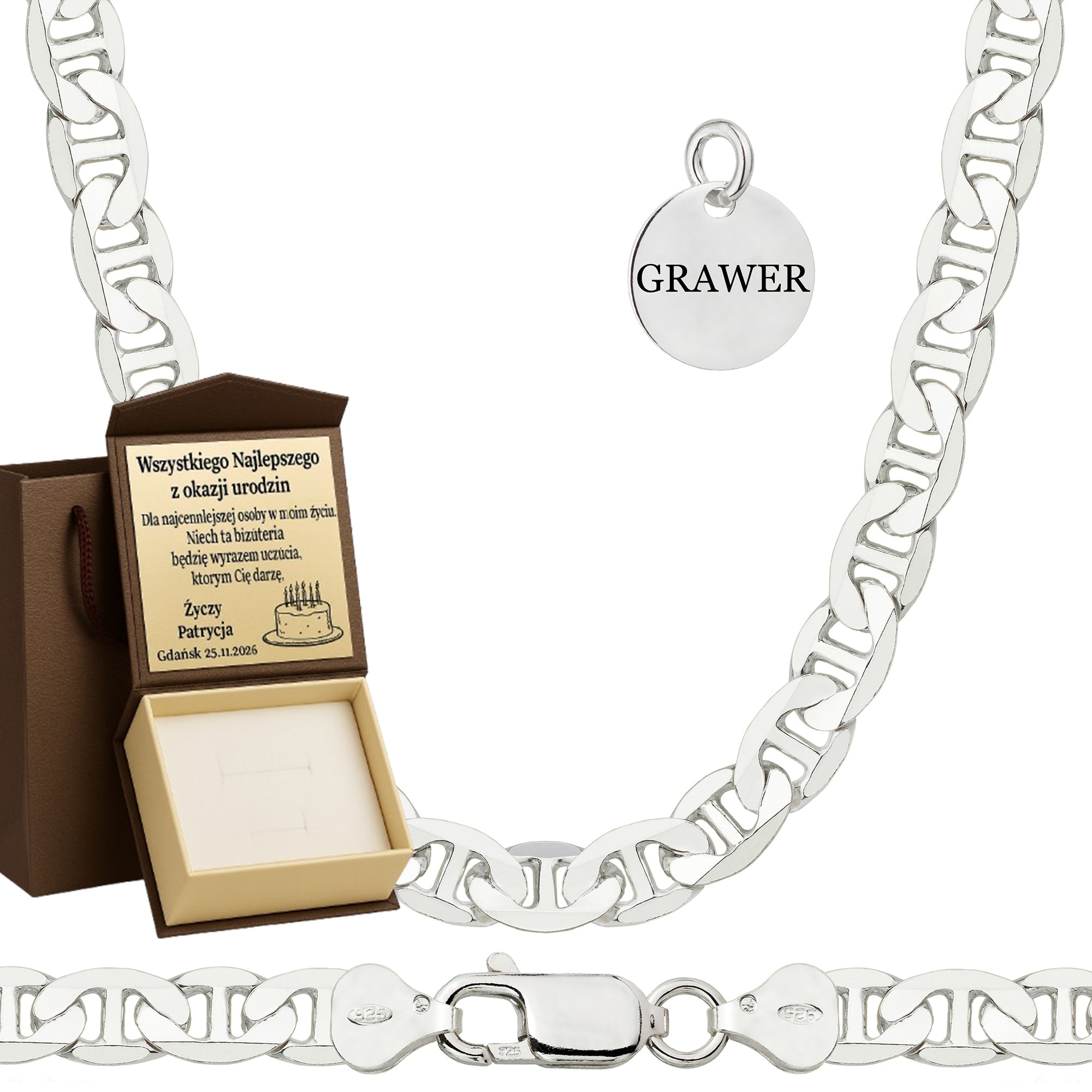 ŁAŃCUSZEK SREBRNY GUCCI 6,5MM PR. 925