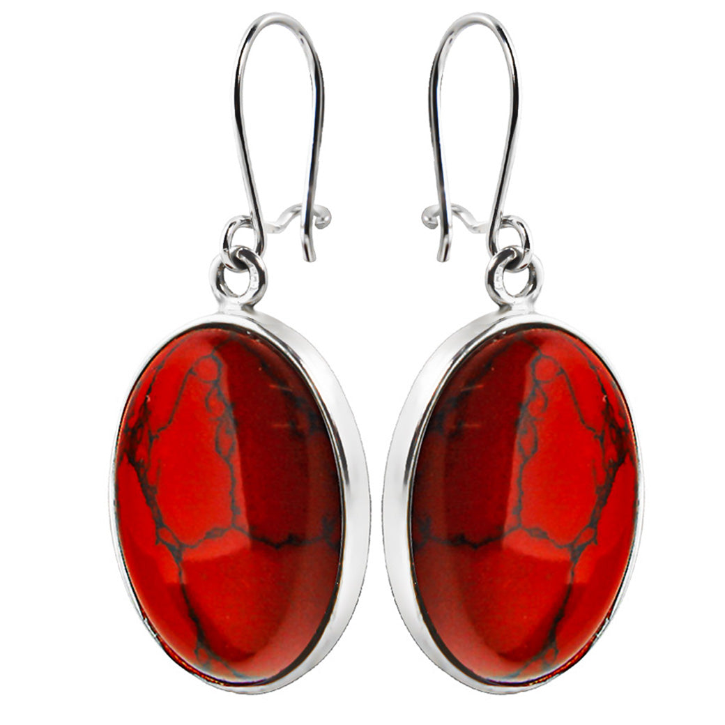 Wiszące kolczyki z koralem 27x19mm Elegancka Alicja