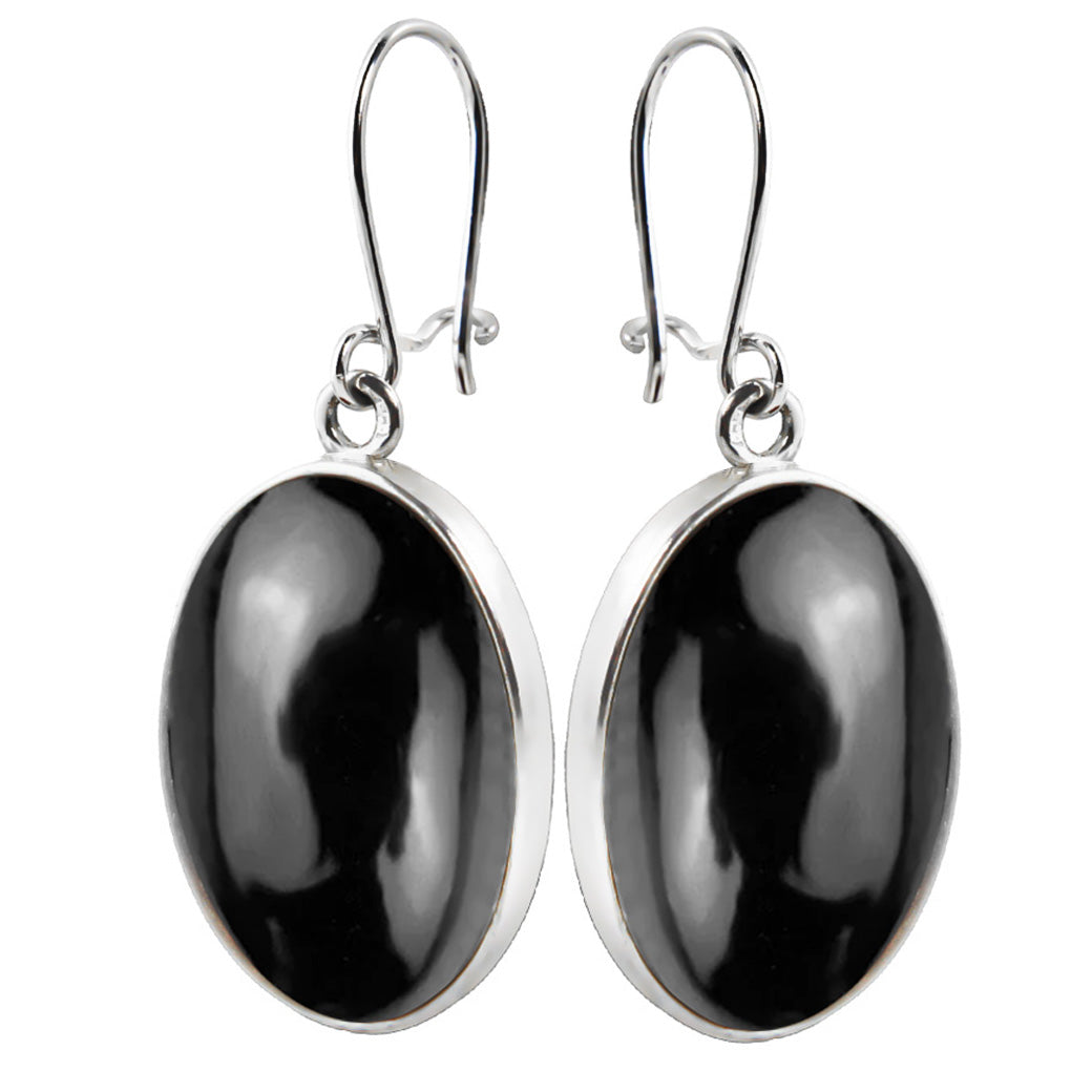 Wiszące kolczyki z onyksem 27x19mm Elegancka Alicja