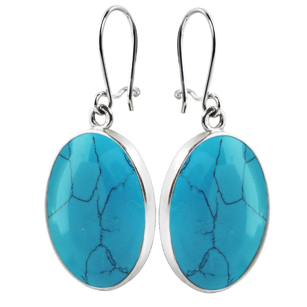 Wiszące kolczyki z turkusem 27x19mm Elegancka Alicja