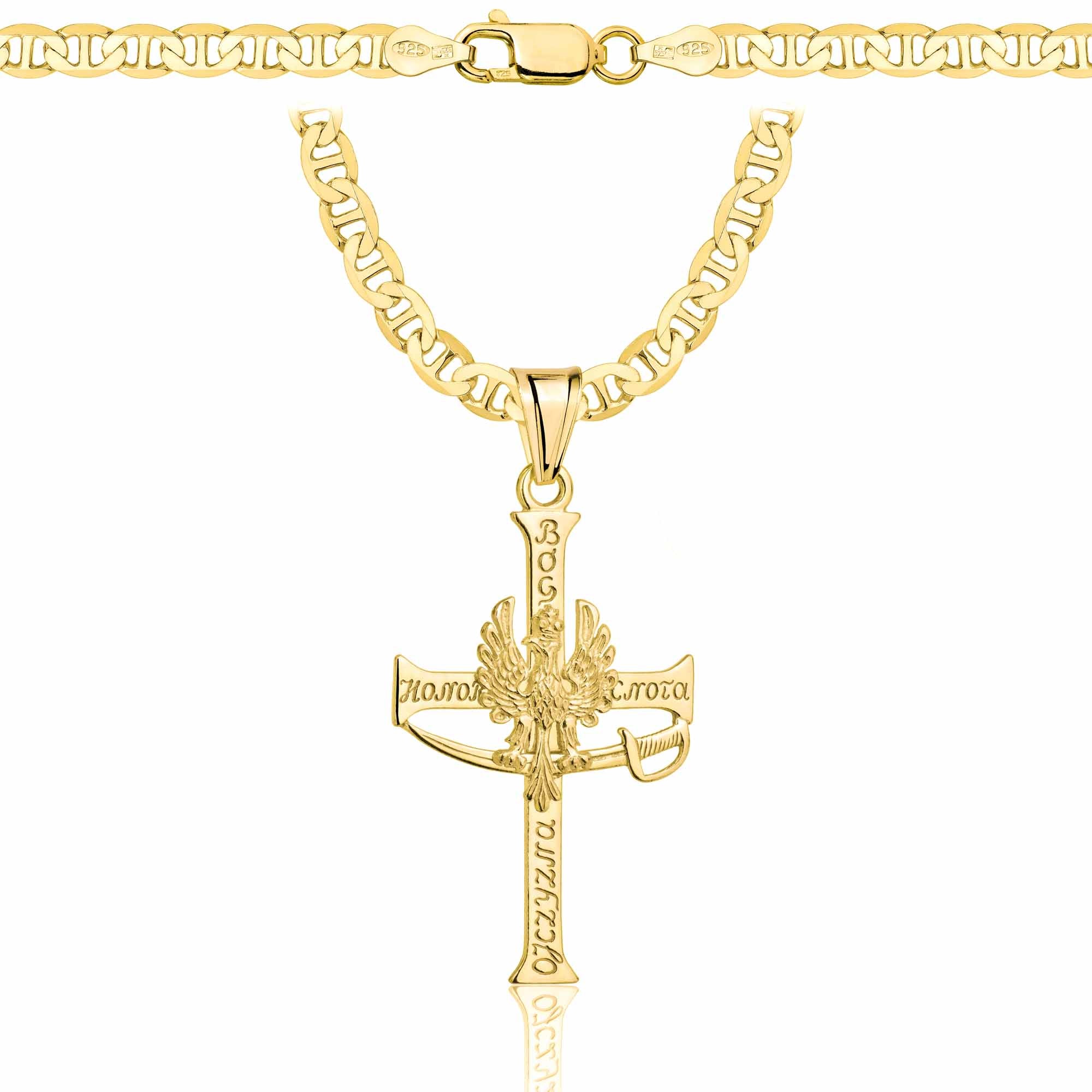 ŁAŃCUSZEK POZŁACANY SREBRNY Z KRZYŻYKIEM GUCCI 4,5MM PR. 925 585