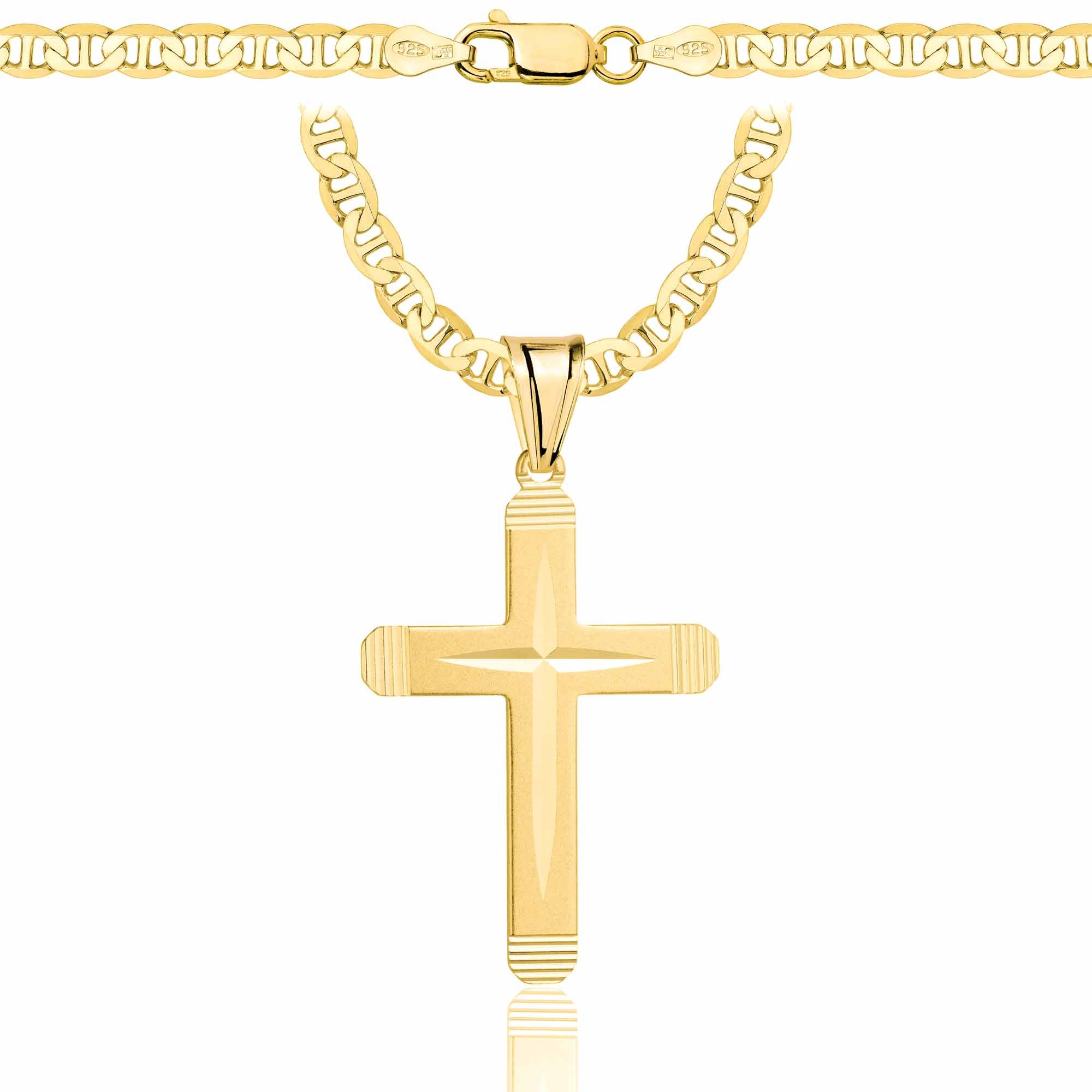 ŁAŃCUSZEK POZŁACANY SREBRNY Z KRZYŻYKIEM GUCCI 4,5MM PR. 925 585