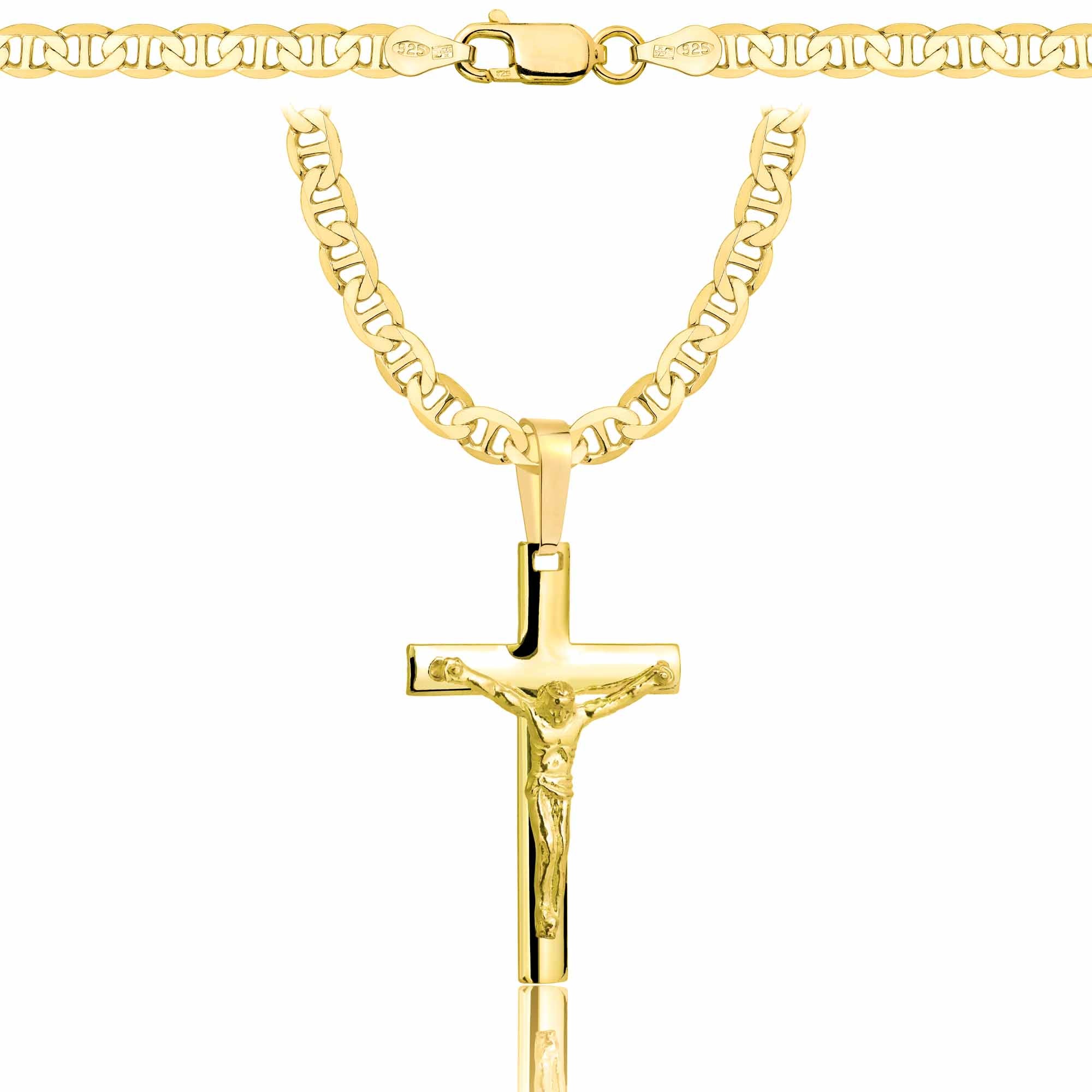 ŁAŃCUSZEK POZŁACANY SREBRNY Z KRZYŻYKIEM GUCCI 4,5MM PR. 925 585