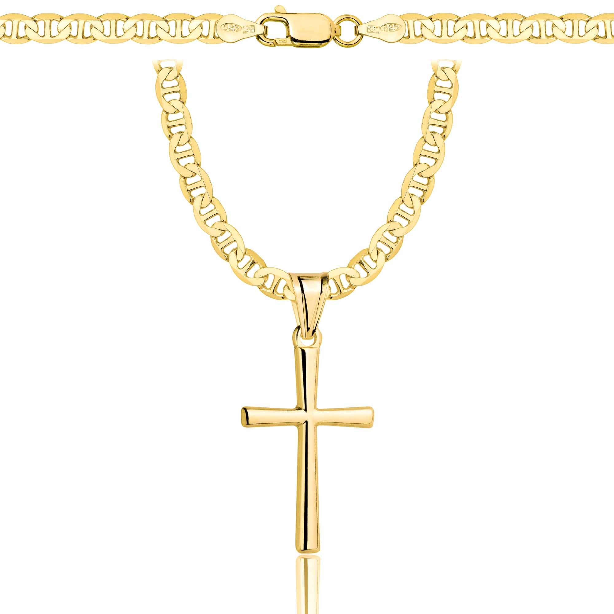 ŁAŃCUSZEK POZŁACANY SREBRNY Z KRZYŻYKIEM GUCCI 4,5MM PR. 925 585