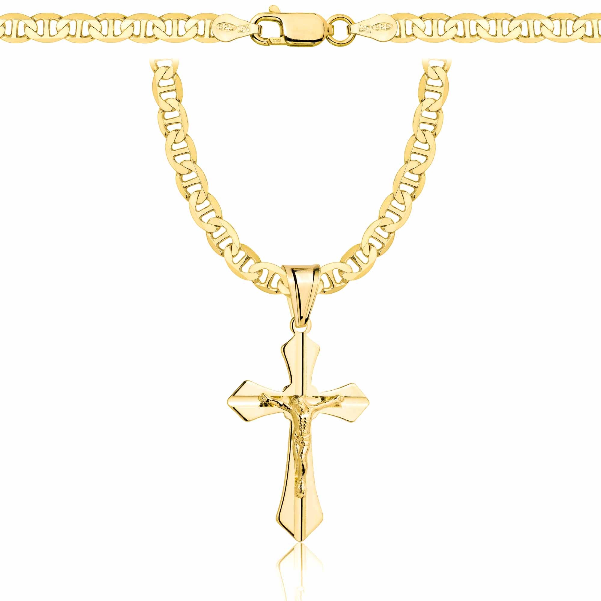 ŁAŃCUSZEK POZŁACANY SREBRNY Z KRZYŻYKIEM GUCCI 4,5MM PR. 925 585