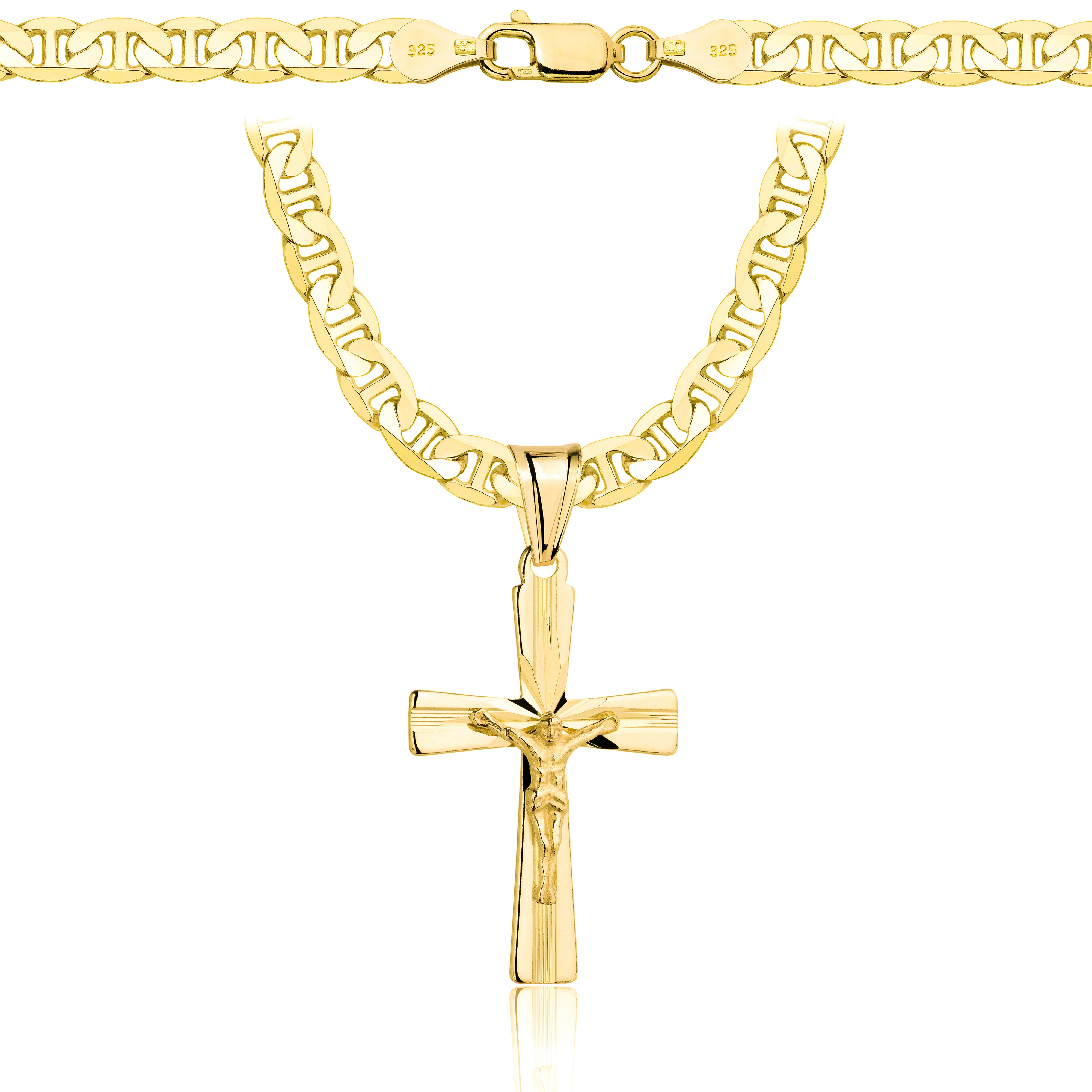 ŁAŃCUSZEK POZŁACANY SREBRNY Z KRZYŻYKIEM GUCCI 5,5MM PR. 925 585