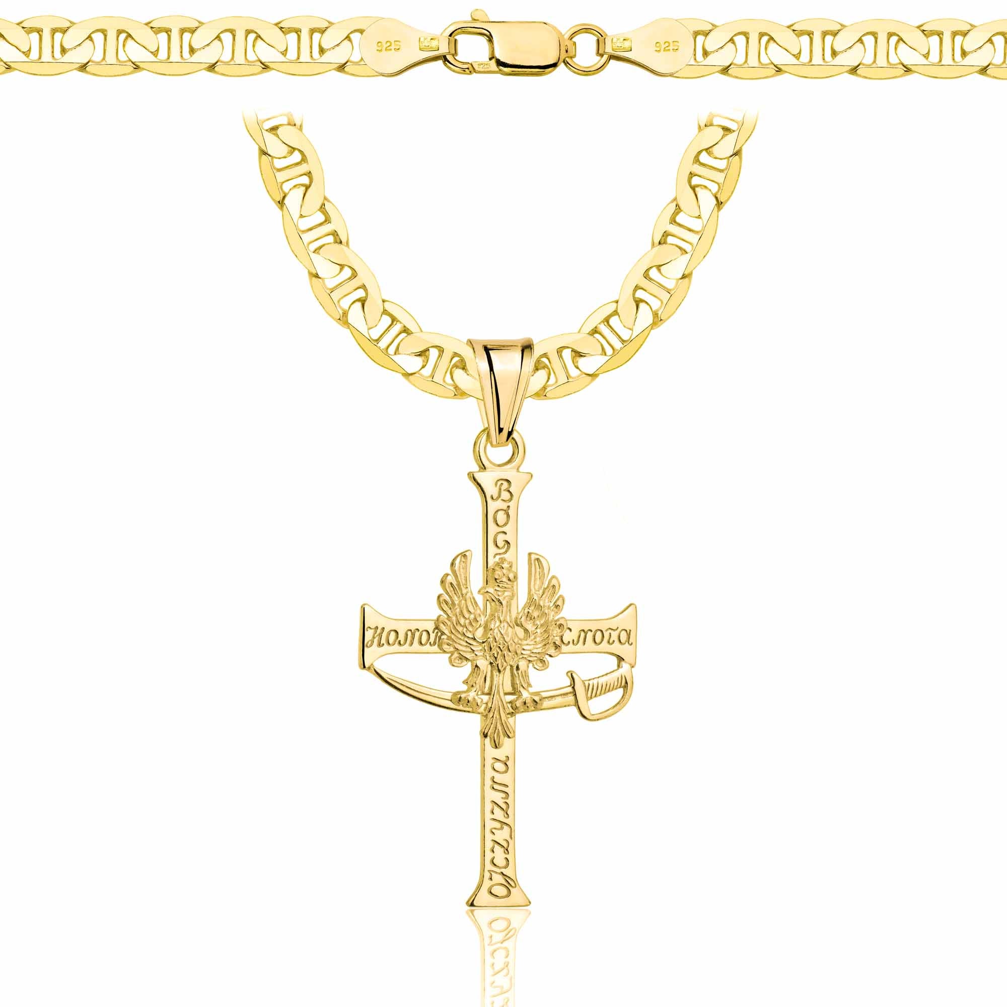 ŁAŃCUSZEK POZŁACANY SREBRNY Z KRZYŻYKIEM GUCCI 5,5MM PR. 925 585