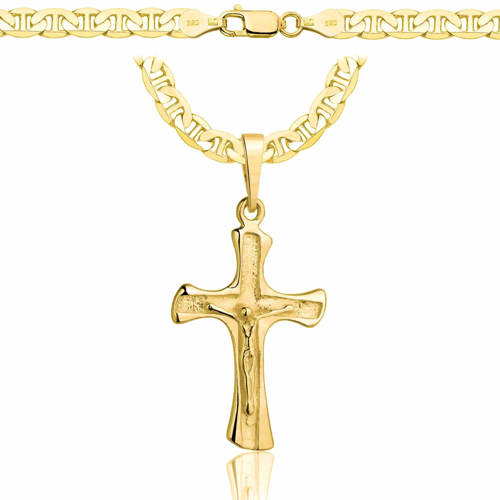 ŁAŃCUSZEK POZŁACANY SREBRNY Z KRZYŻYKIEM GUCCI 5,5MM PR. 925 585