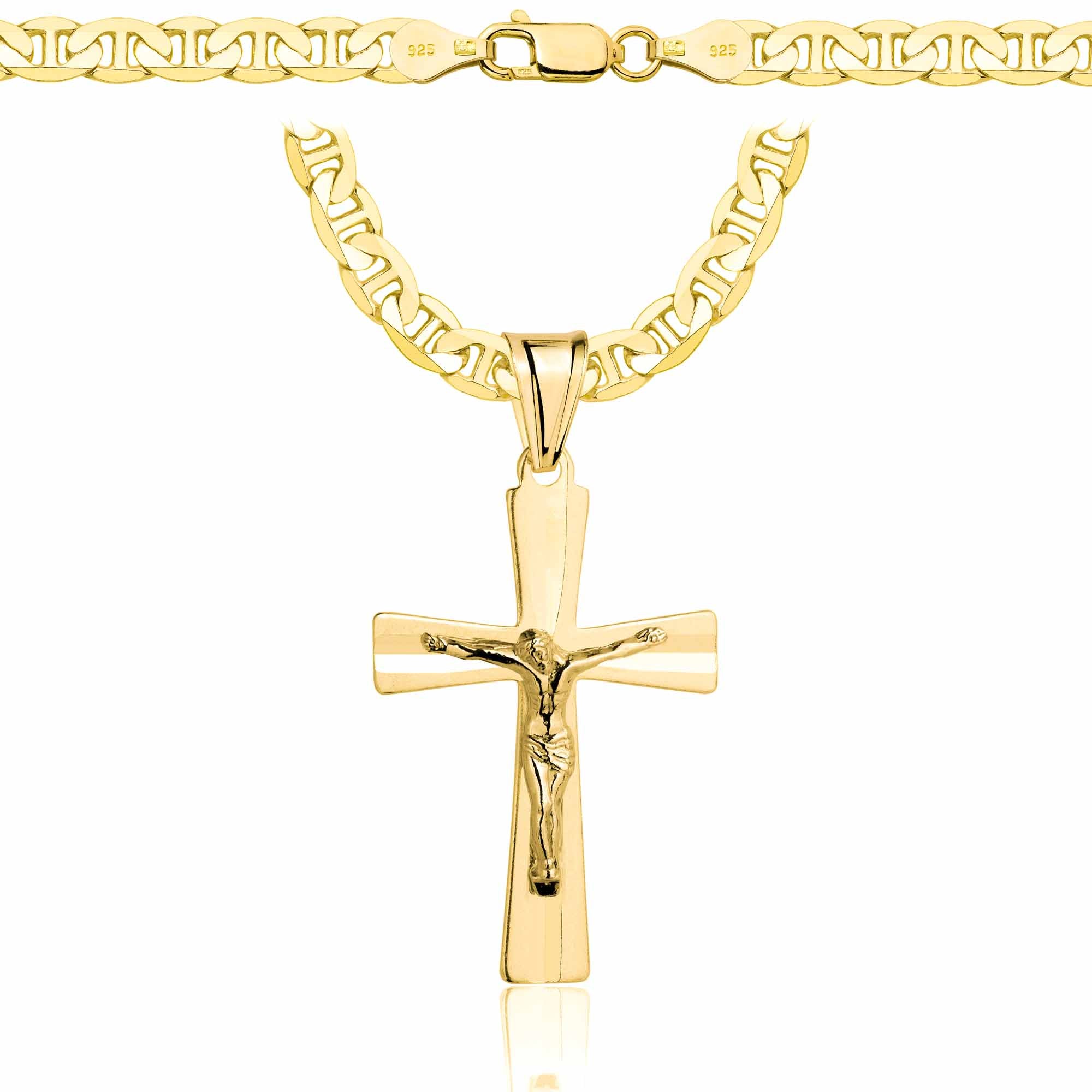 ŁAŃCUSZEK POZŁACANY SREBRNY Z KRZYŻYKIEM GUCCI 5,5MM PR. 925 585