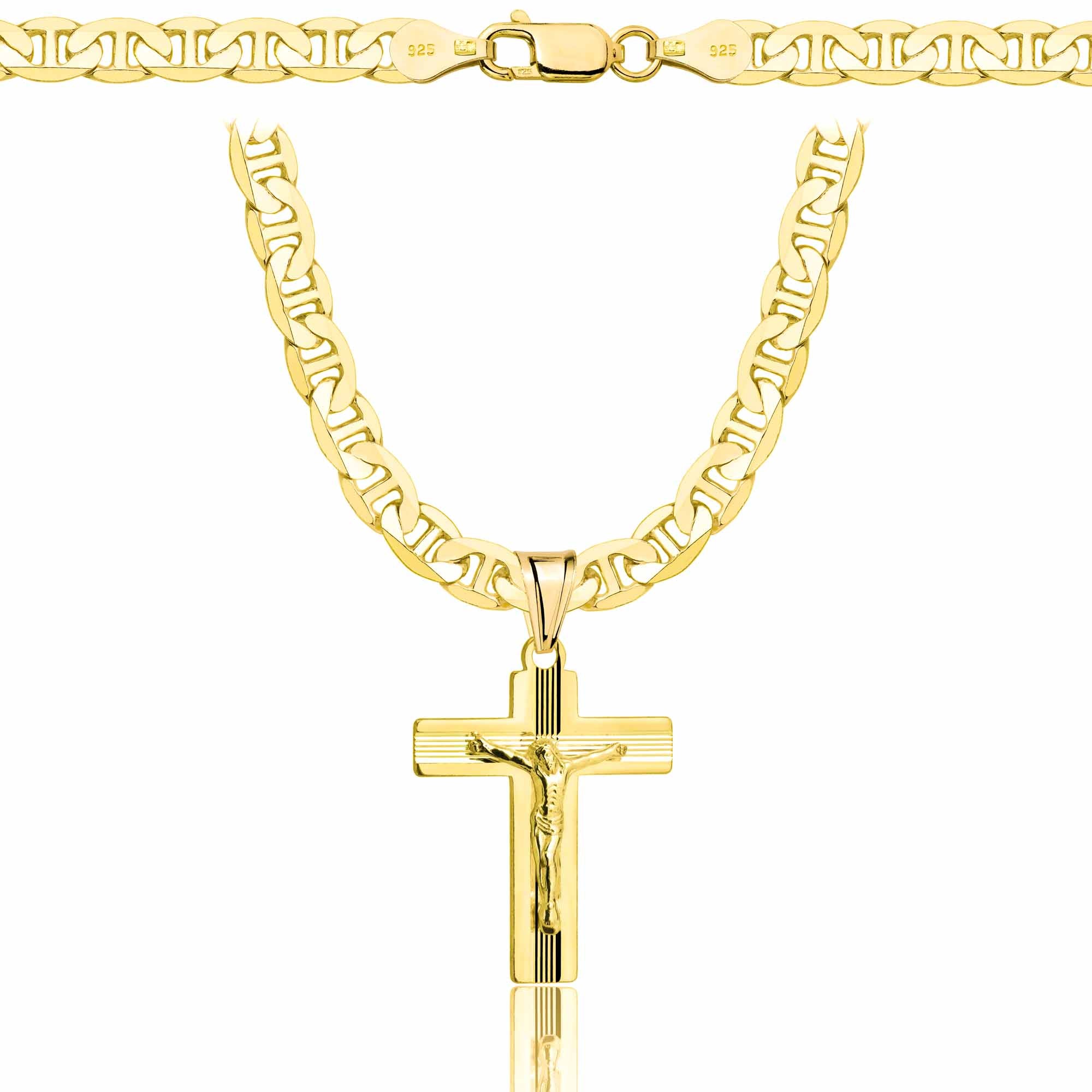 ŁAŃCUSZEK POZŁACANY SREBRNY Z KRZYŻYKIEM GUCCI 5,5MM PR. 925 585