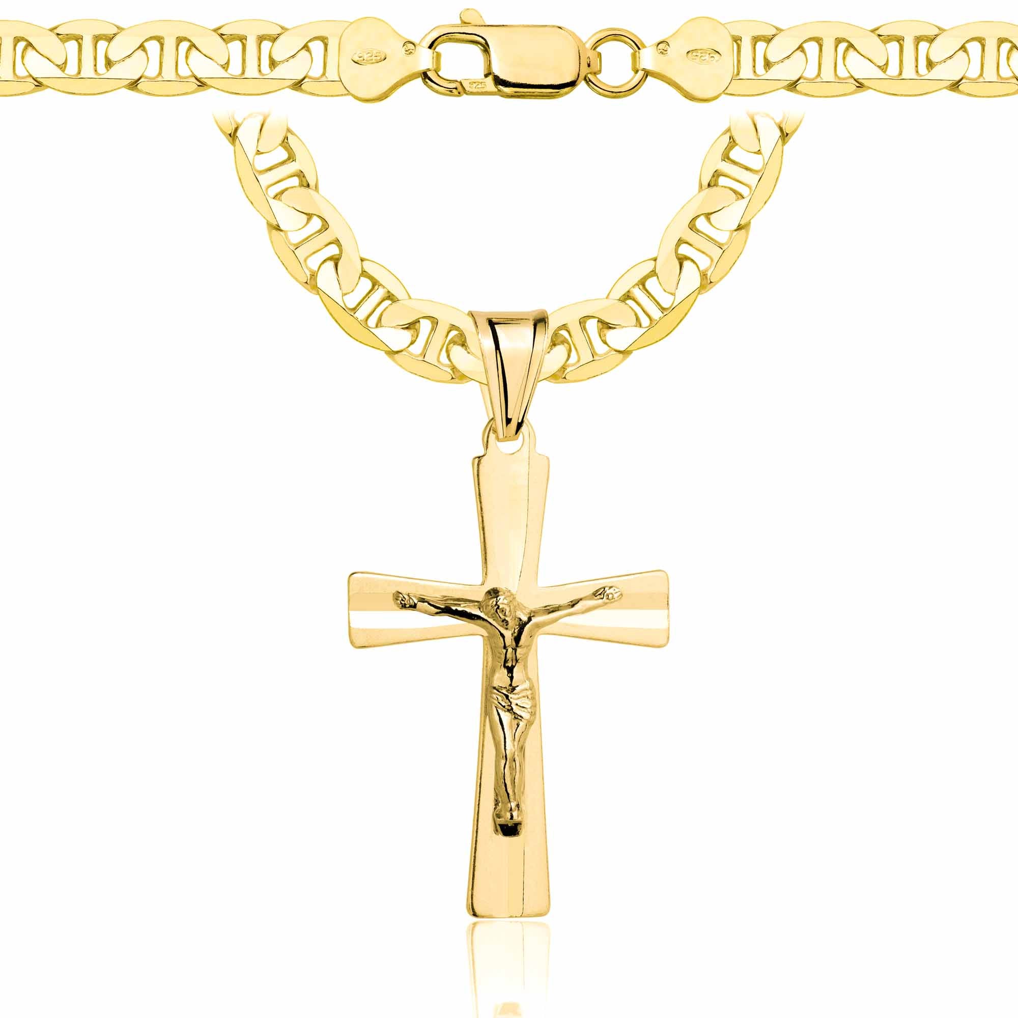 ŁAŃCUSZEK POZŁACANY SREBRNY Z KRZYŻYKIEM GUCCI 6,5MM PR. 925 585