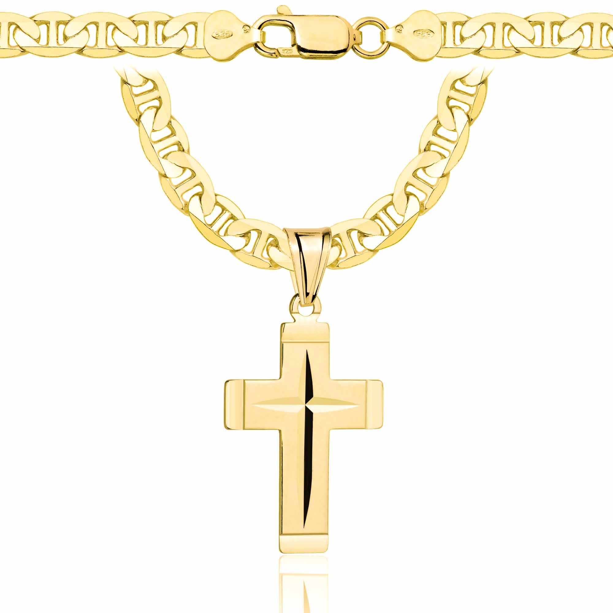 ŁAŃCUSZEK POZŁACANY SREBRNY Z KRZYŻYKIEM GUCCI 6,5MM PR. 925 585