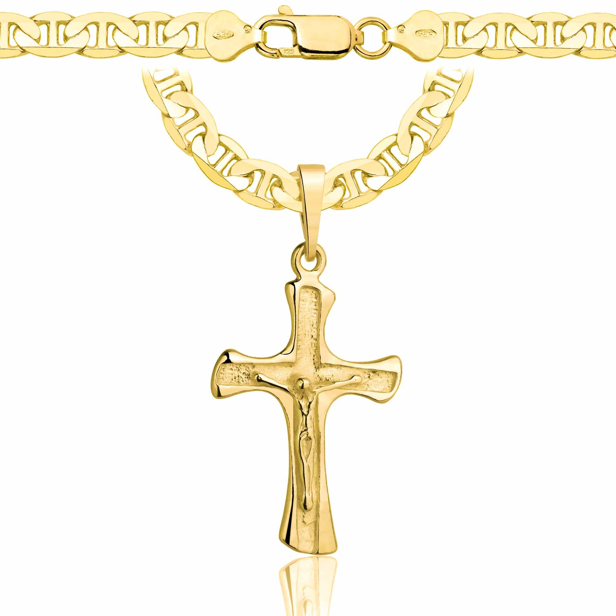 ŁAŃCUSZEK POZŁACANY SREBRNY Z KRZYŻYKIEM GUCCI 6,5MM PR. 925 585