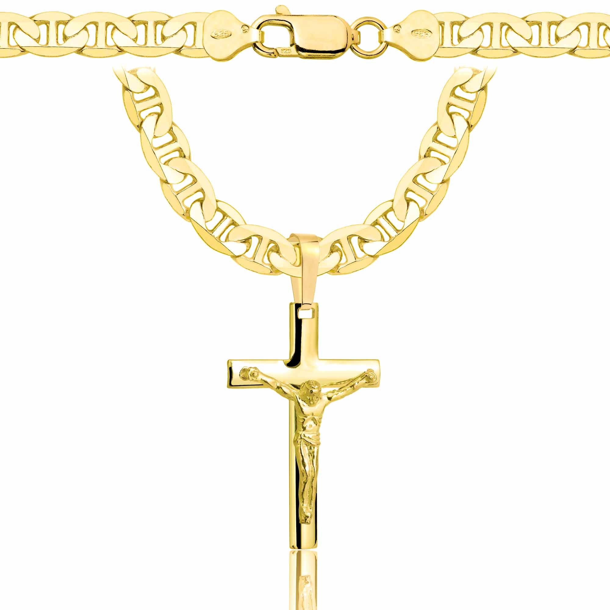 ŁAŃCUSZEK POZŁACANY SREBRNY Z KRZYŻYKIEM GUCCI 6,5MM PR. 925 585