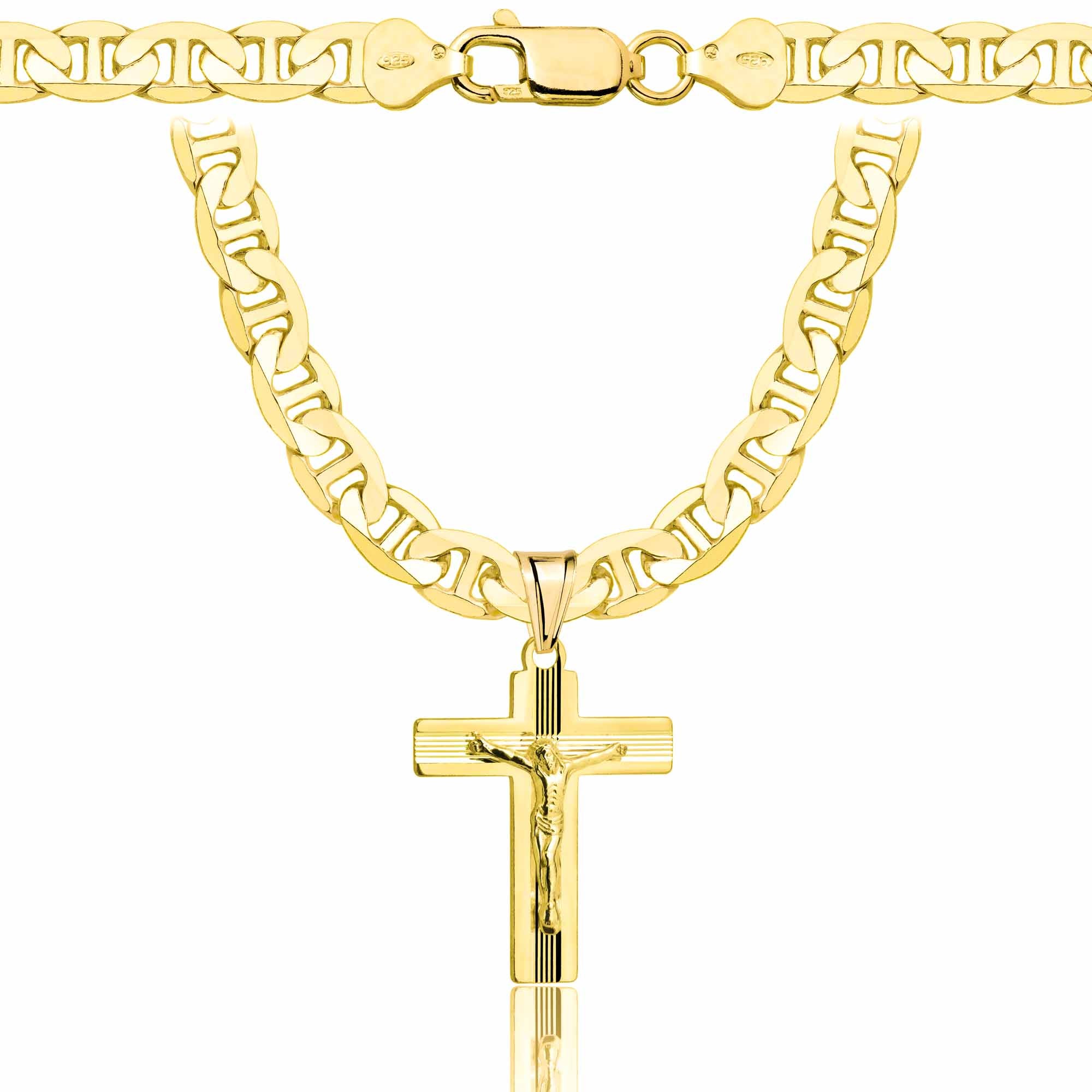 ŁAŃCUSZEK POZŁACANY SREBRNY Z KRZYŻYKIEM GUCCI 6,5MM PR. 925 585