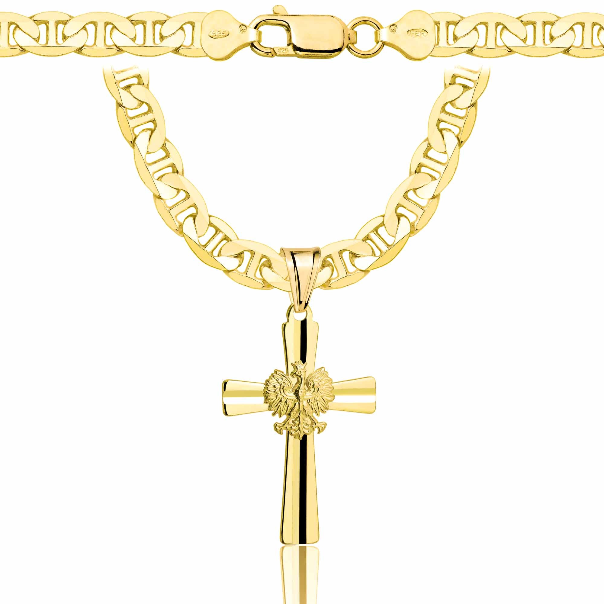 ŁAŃCUSZEK POZŁACANY SREBRNY Z KRZYŻYKIEM GUCCI 6,5MM PR. 925 585