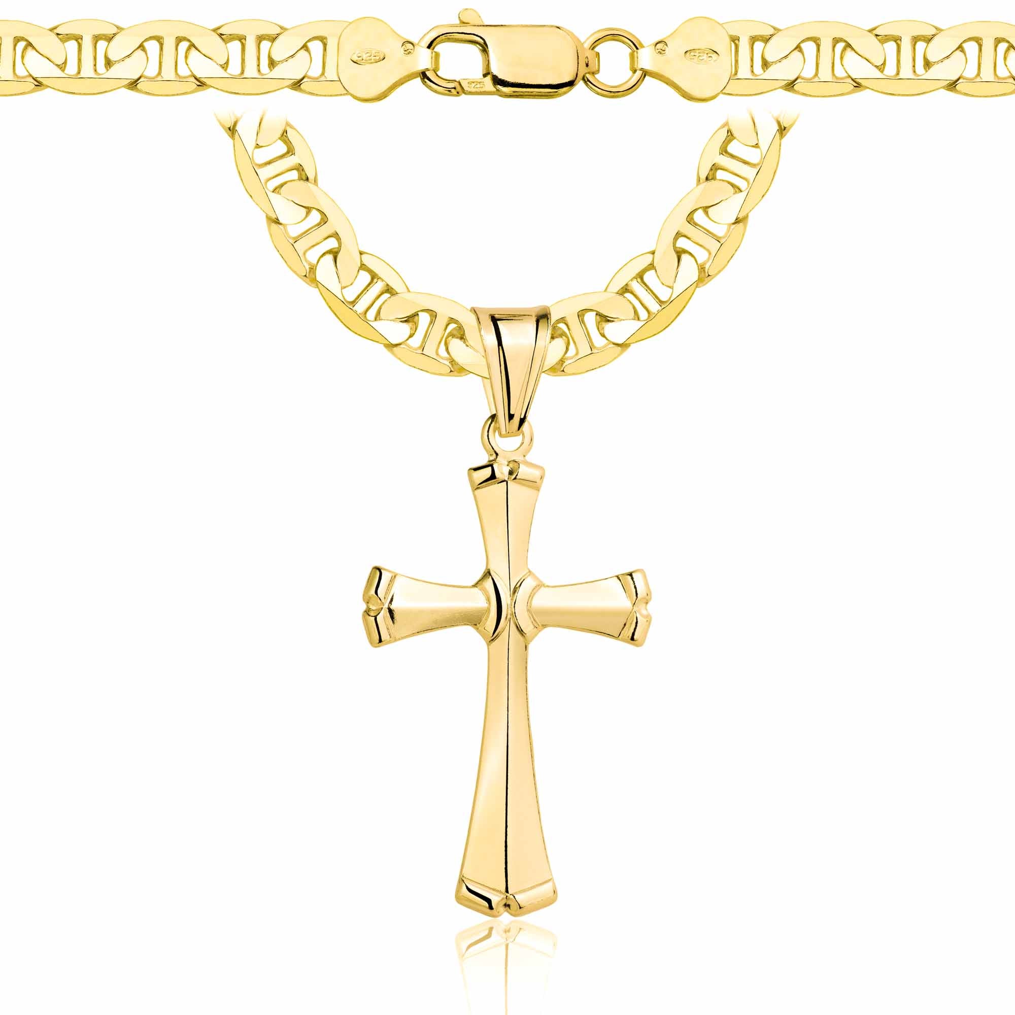 ŁAŃCUSZEK POZŁACANY SREBRNY Z KRZYŻYKIEM GUCCI 6,5MM PR. 925 585