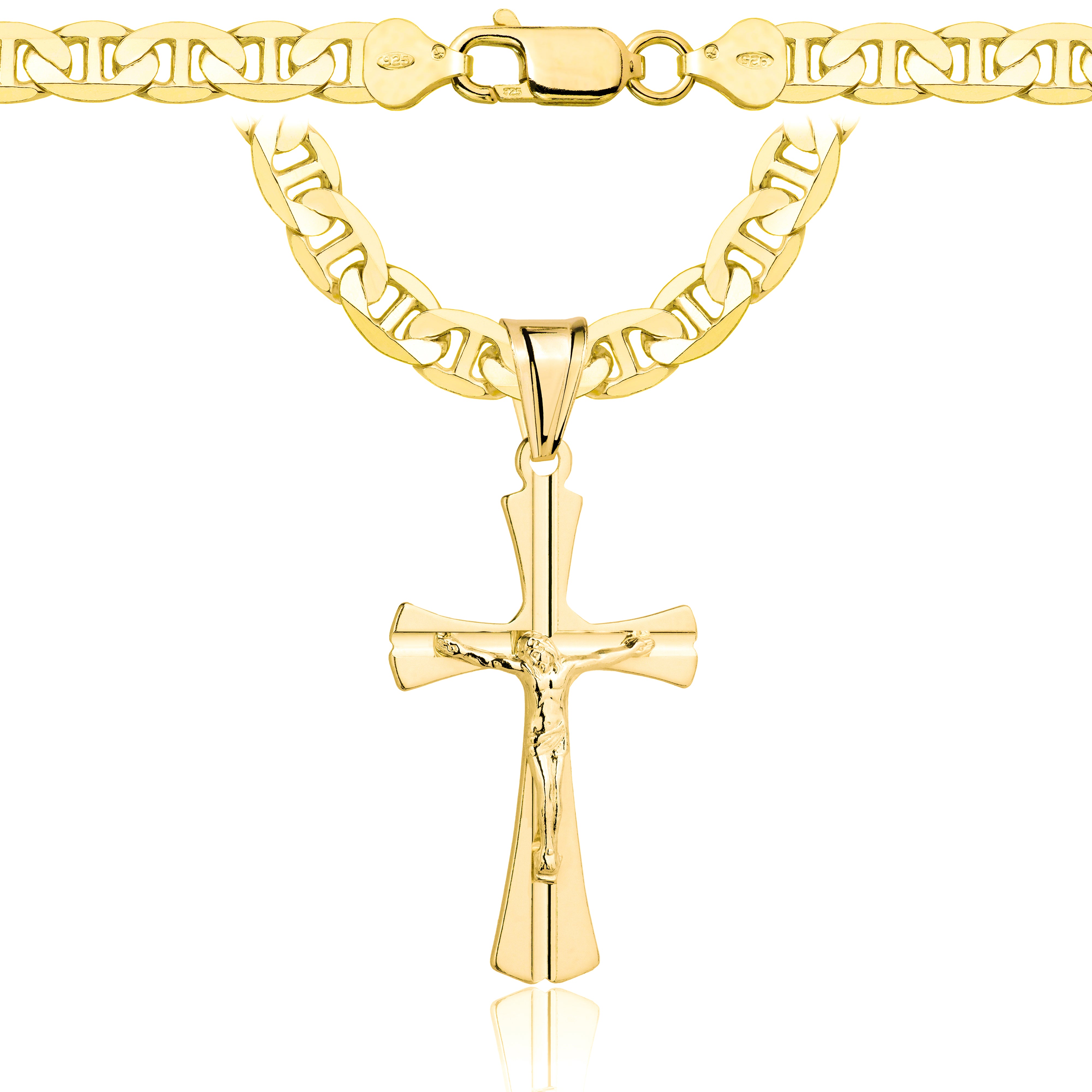 ŁAŃCUSZEK POZŁACANY SREBRNY Z KRZYŻYKIEM GUCCI 6,5MM PR. 925 585