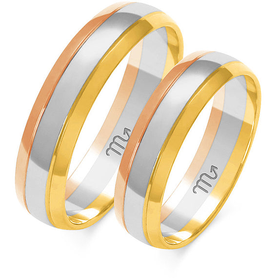 Obrączki z żółtego, różowego i białego złota