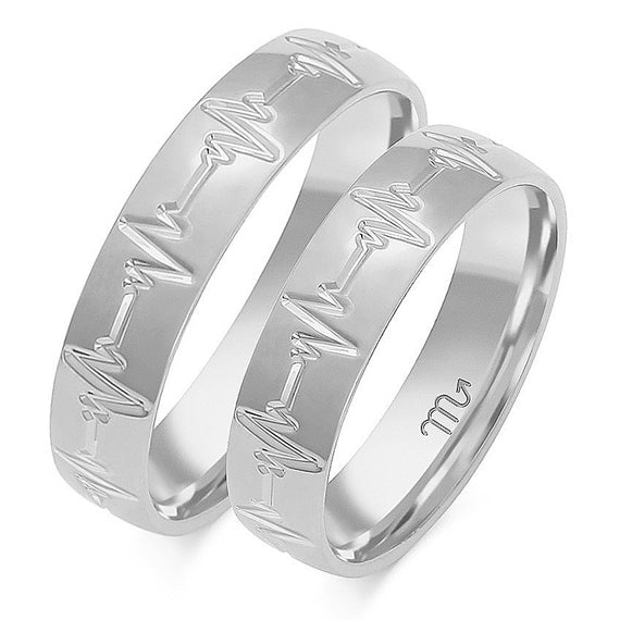 Obrączki z białego złota puls serca