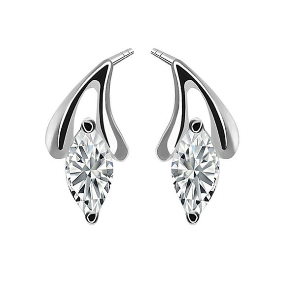 Kolczyki kropelki/łezki z białymi kamieniami