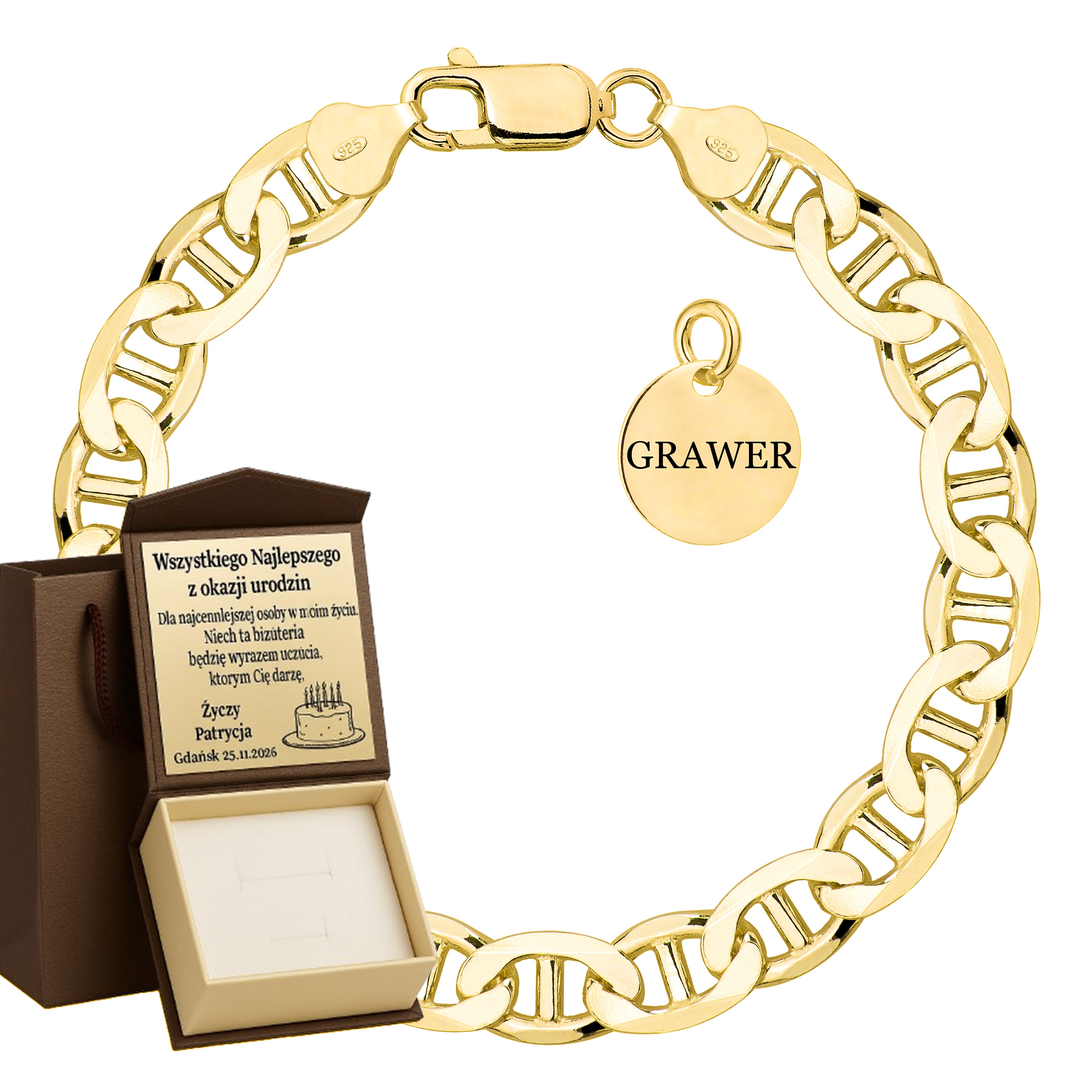 BRANSOLETKA POZŁACANA SREBRNA GUCCI 8,5MM PR. 925 585