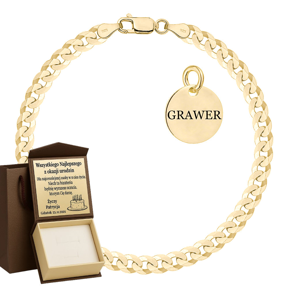 BRANSOLETKA POZŁACANA SREBRNA PANCERKA 5MM PR. 925 585