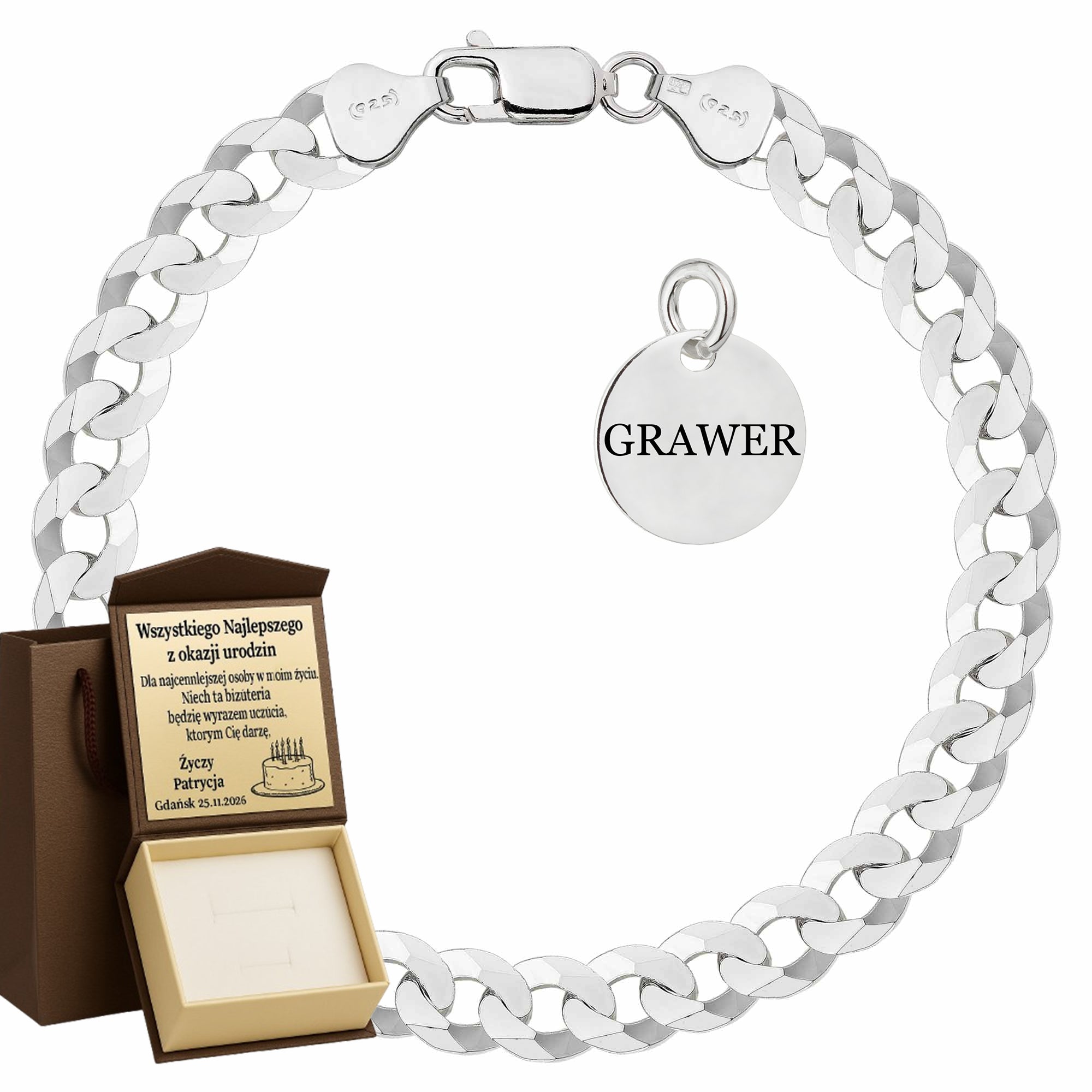 BRANSOLETKA SREBRNA PANCERKA 7.5MM PR. 925