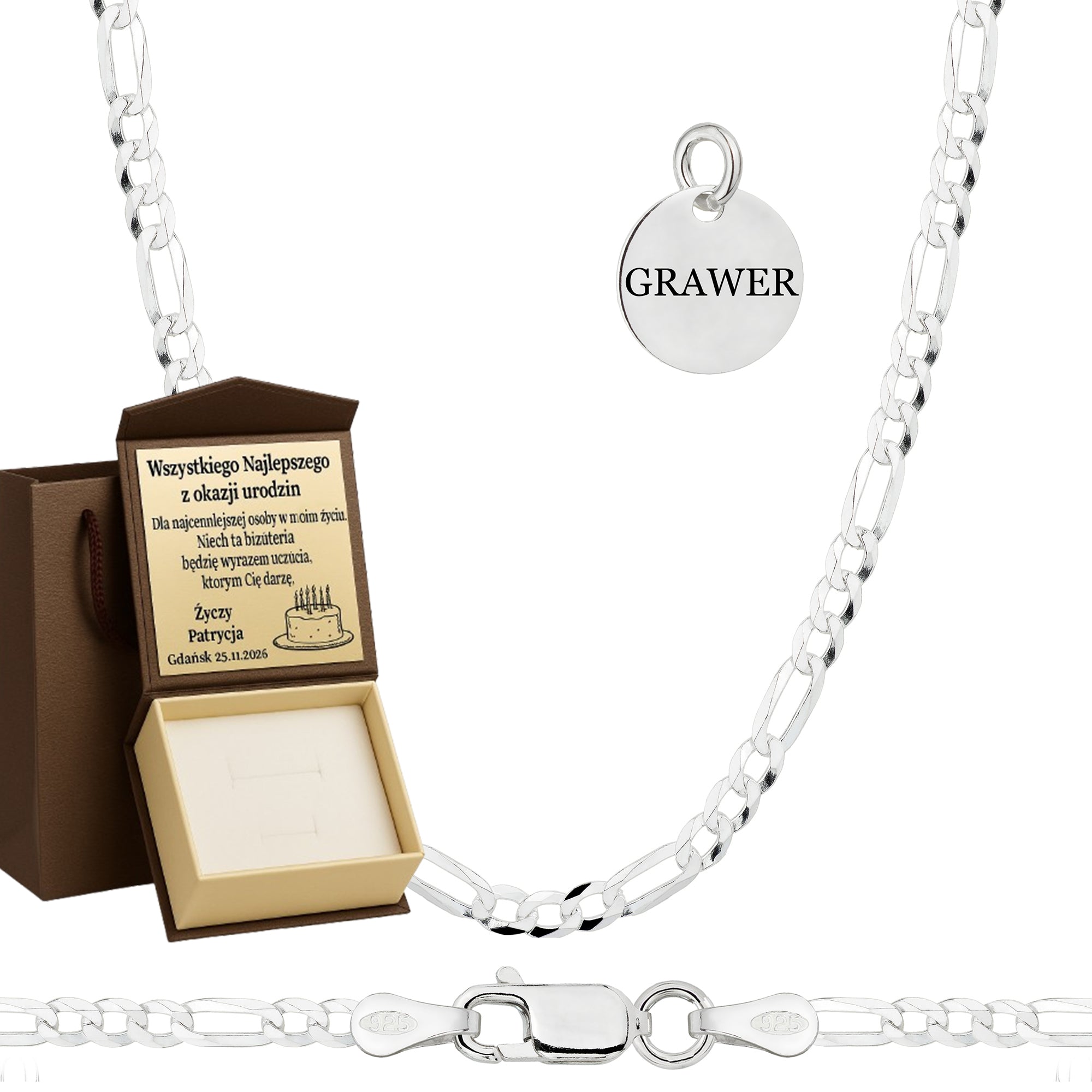 ŁAŃCUSZEK SREBRNY FIGARO 2,3MM PR. 925