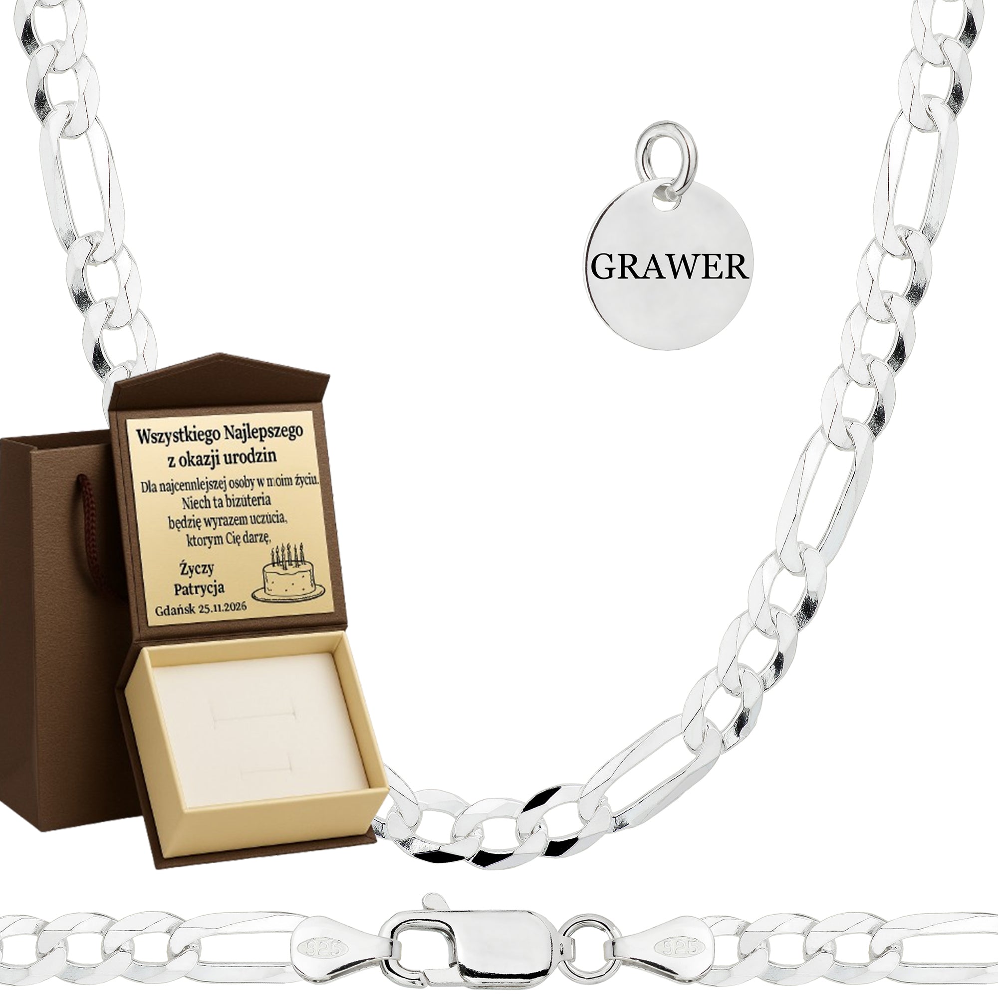 ŁAŃCUSZEK SREBRNY FIGARO 5,5MM PR. 925