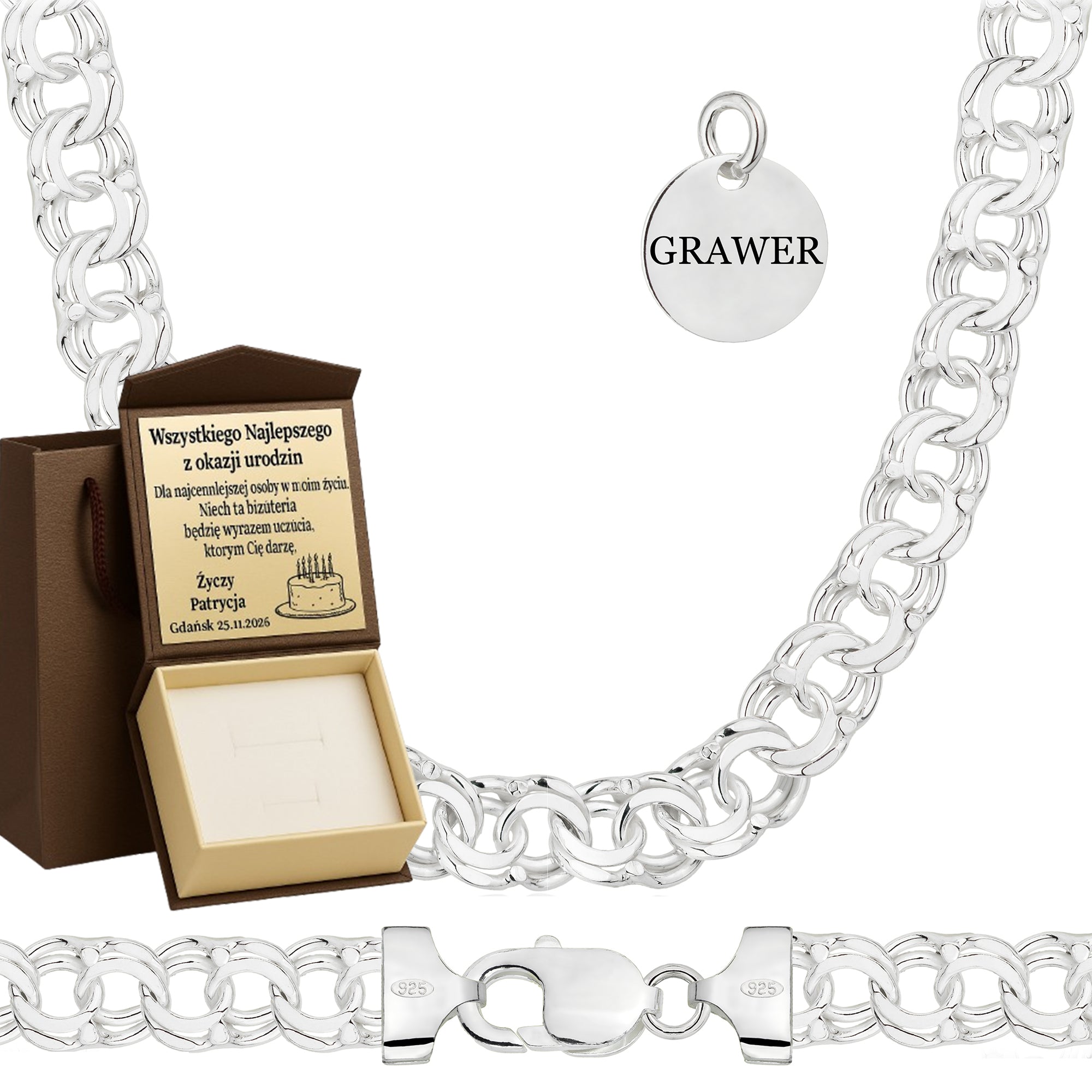 ŁAŃCUSZEK SREBRNY GALIBARDI 9,5MM PR. 925