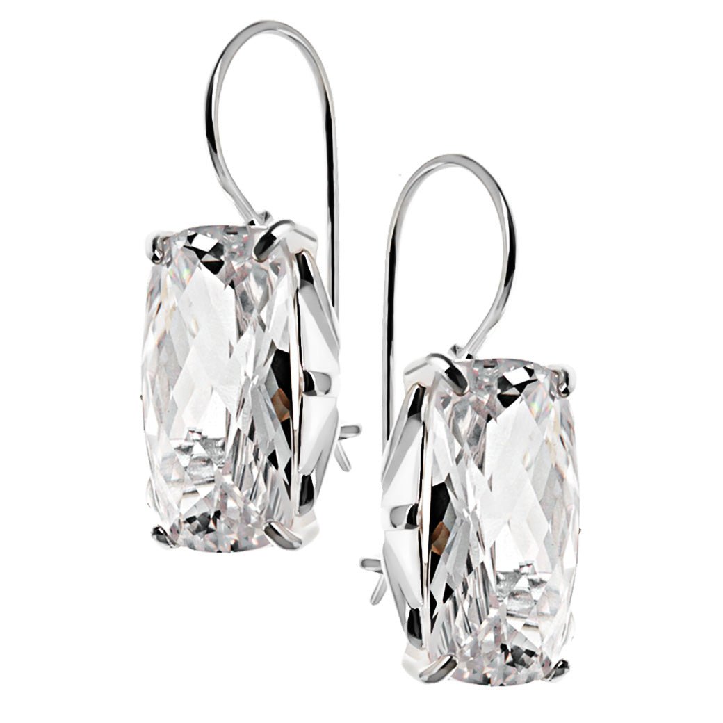 Kolczyki z dużą białą cyrkonią 20x11mm