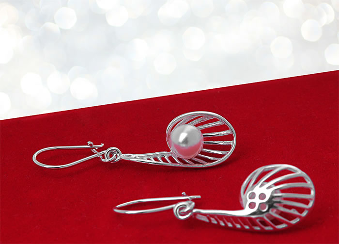 Ażurowe kolczyki z perłą 7mm