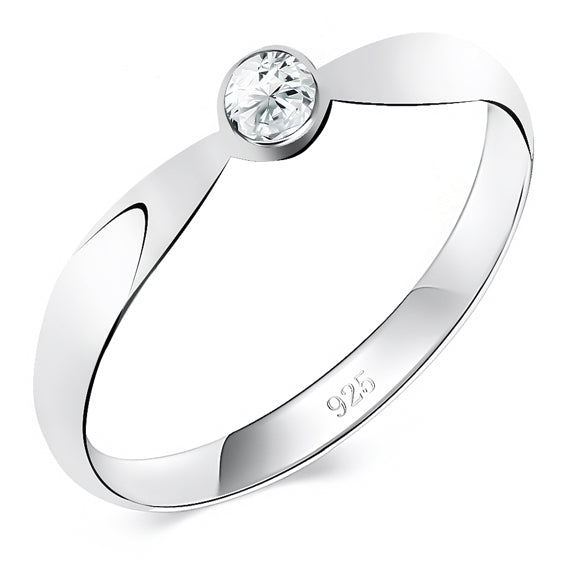 Pierścionek z pojedynczym oczkiem - cyrkonia 3mm