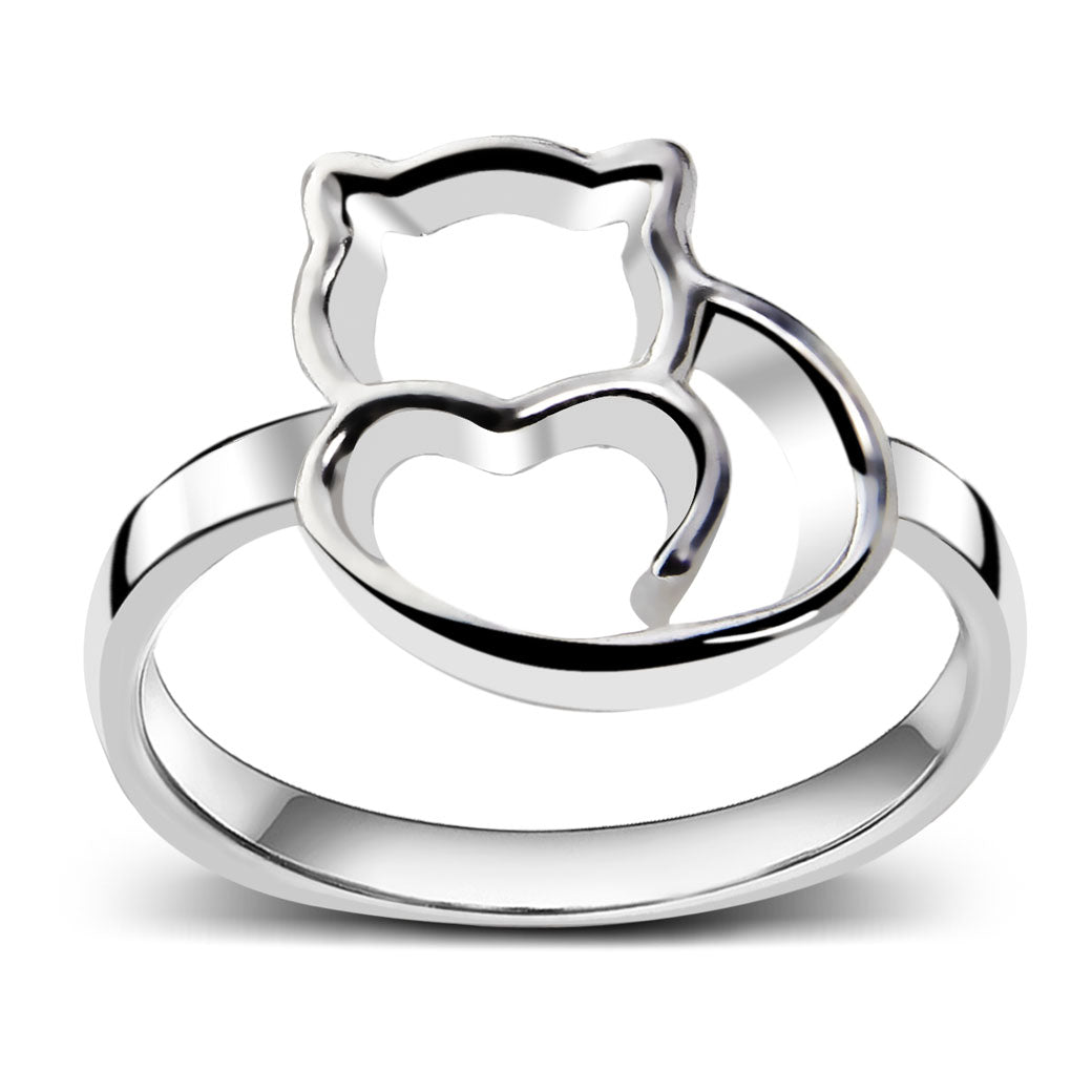 Pierścionek z kotem i sercem