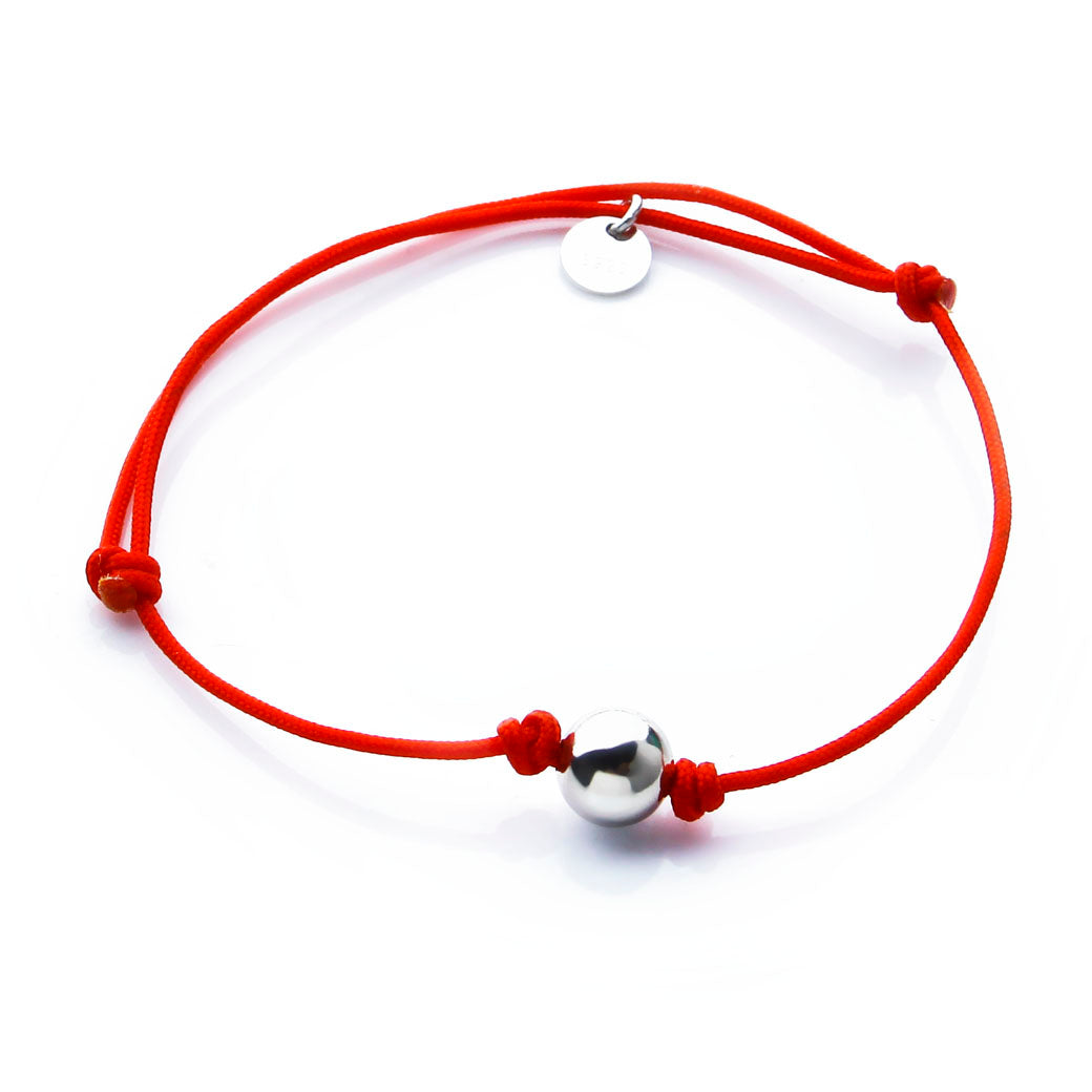 Bransoletka sznurek czerwony z kulką 7mm