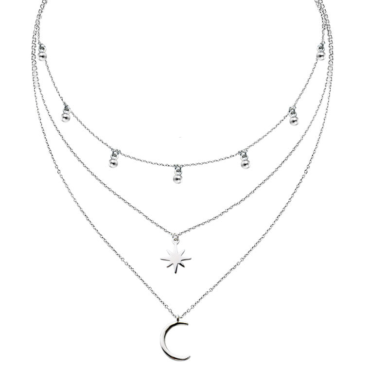 Naszyjnik kaskadowy potrójny z księżycem