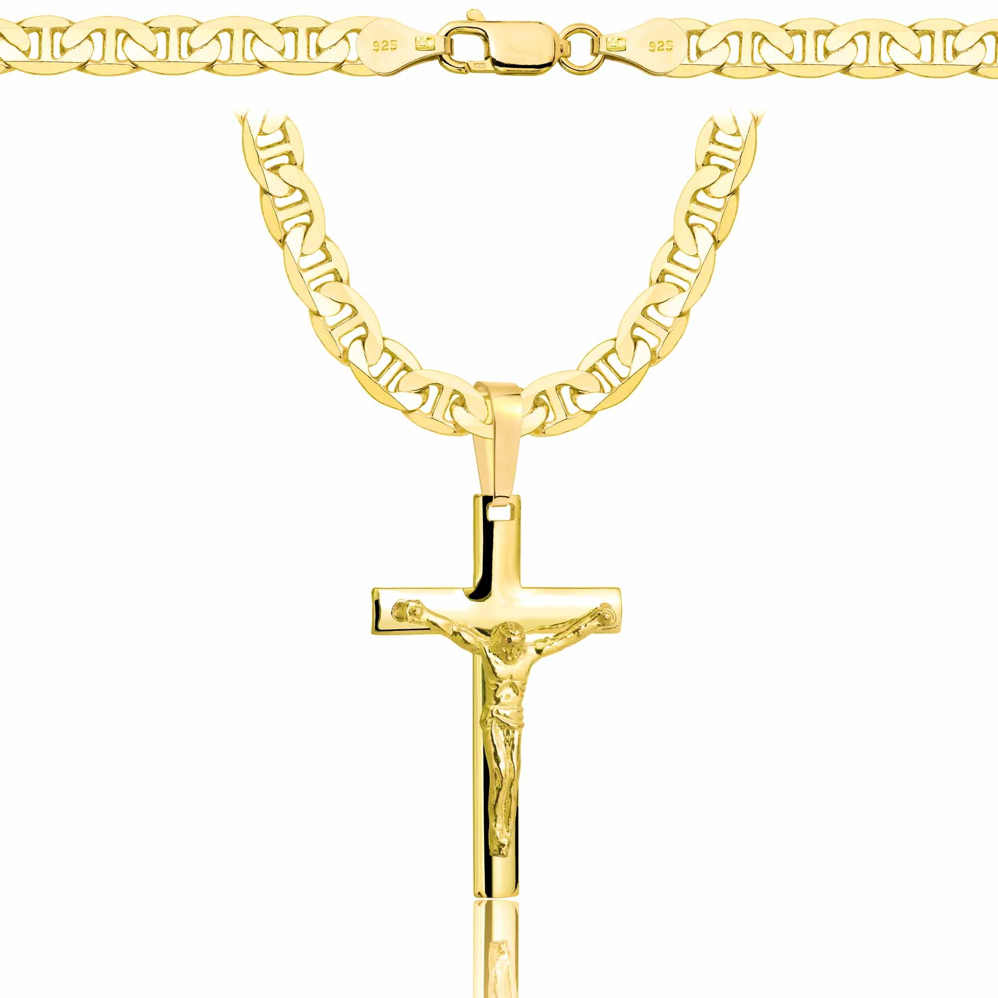 ŁAŃCUSZEK POZŁACANY SREBRNY Z KRZYŻYKIEM GUCCI 5,5MM PR. 925 585