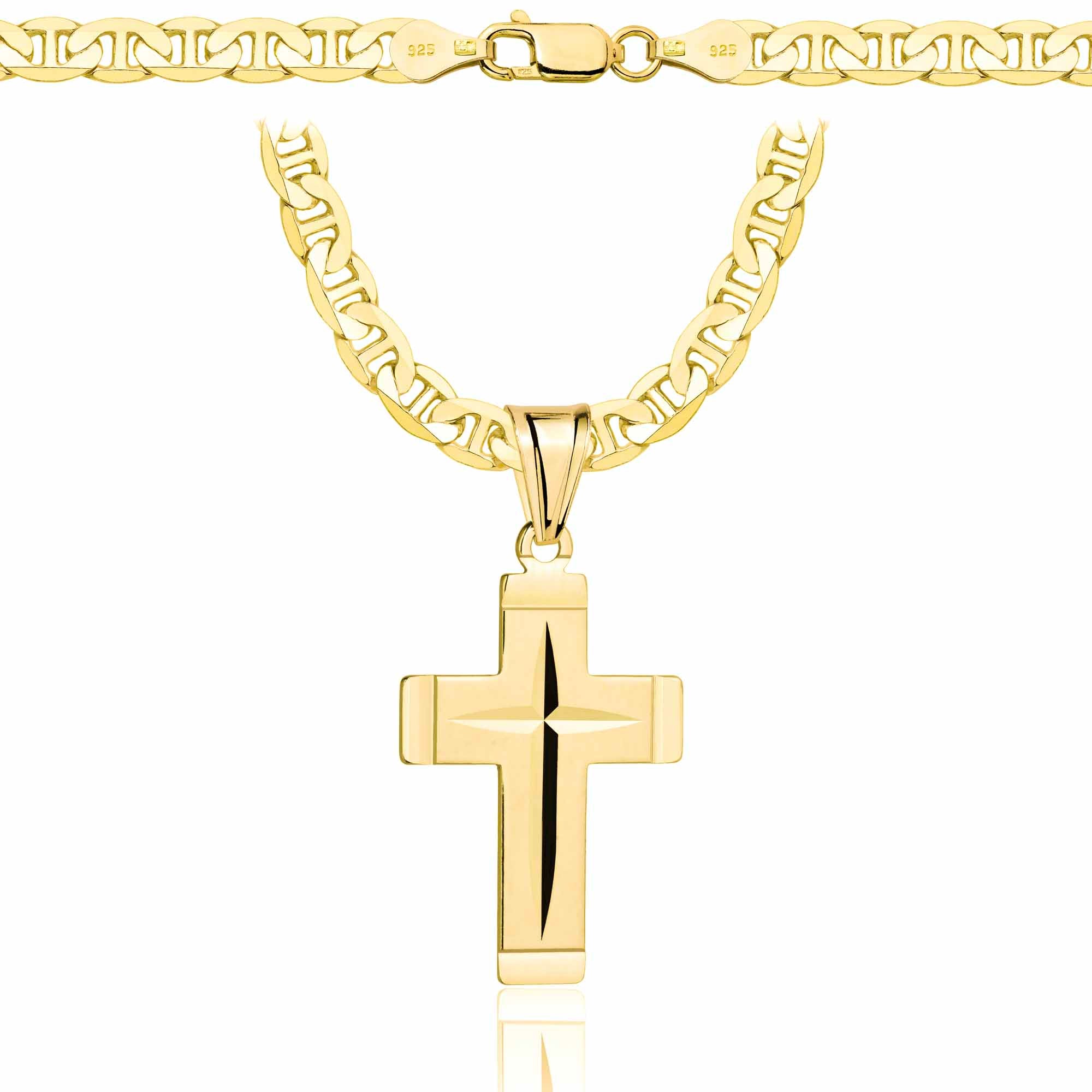 ŁAŃCUSZEK POZŁACANY SREBRNY Z KRZYŻYKIEM GUCCI 5,5MM PR. 925 585