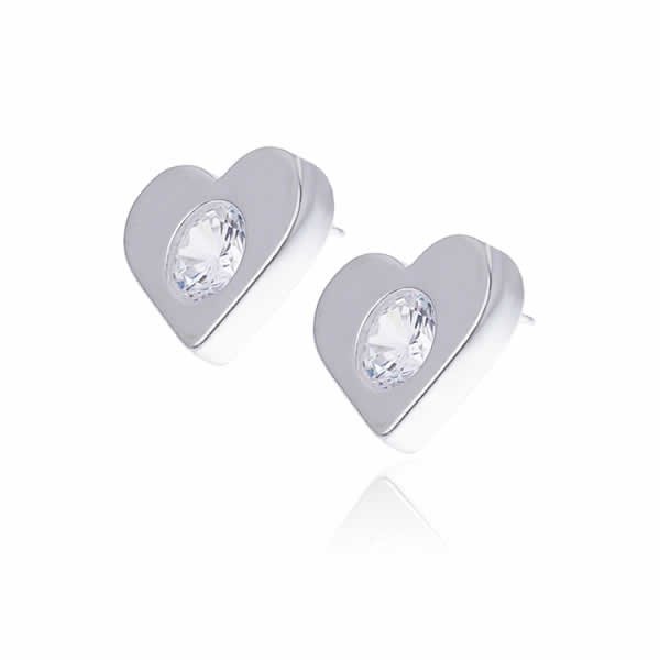Kolczyki serca z cyrkonią 8mm