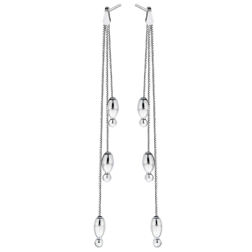Kolczyki potrójne łańcuszki z kropelkami