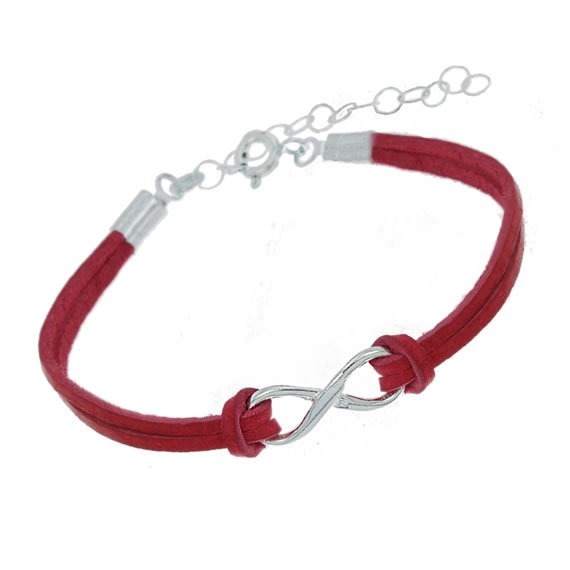 Bransoletka nieskończoność rzemyk mała czerwona