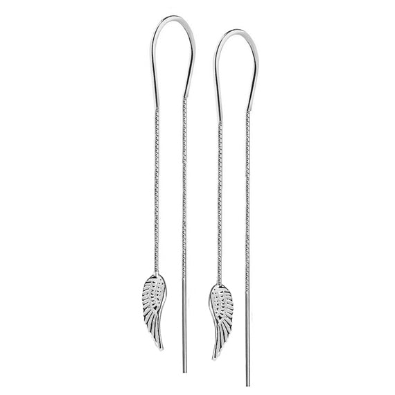 Kolczyki przeciągane podwójne ze skrzydłami